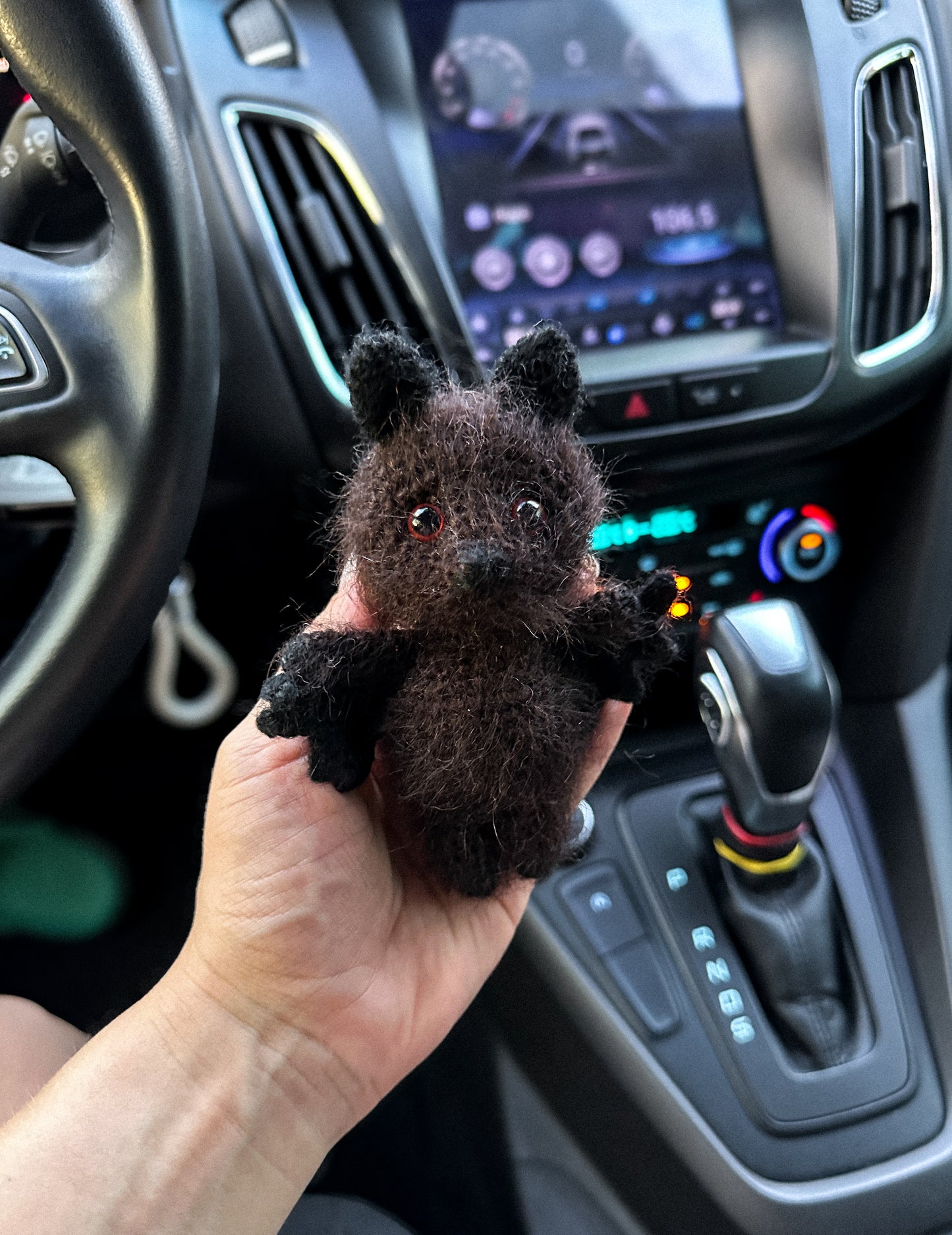Handmade crochet bat ornament for rearview mirror – Halloween car charm gift idea