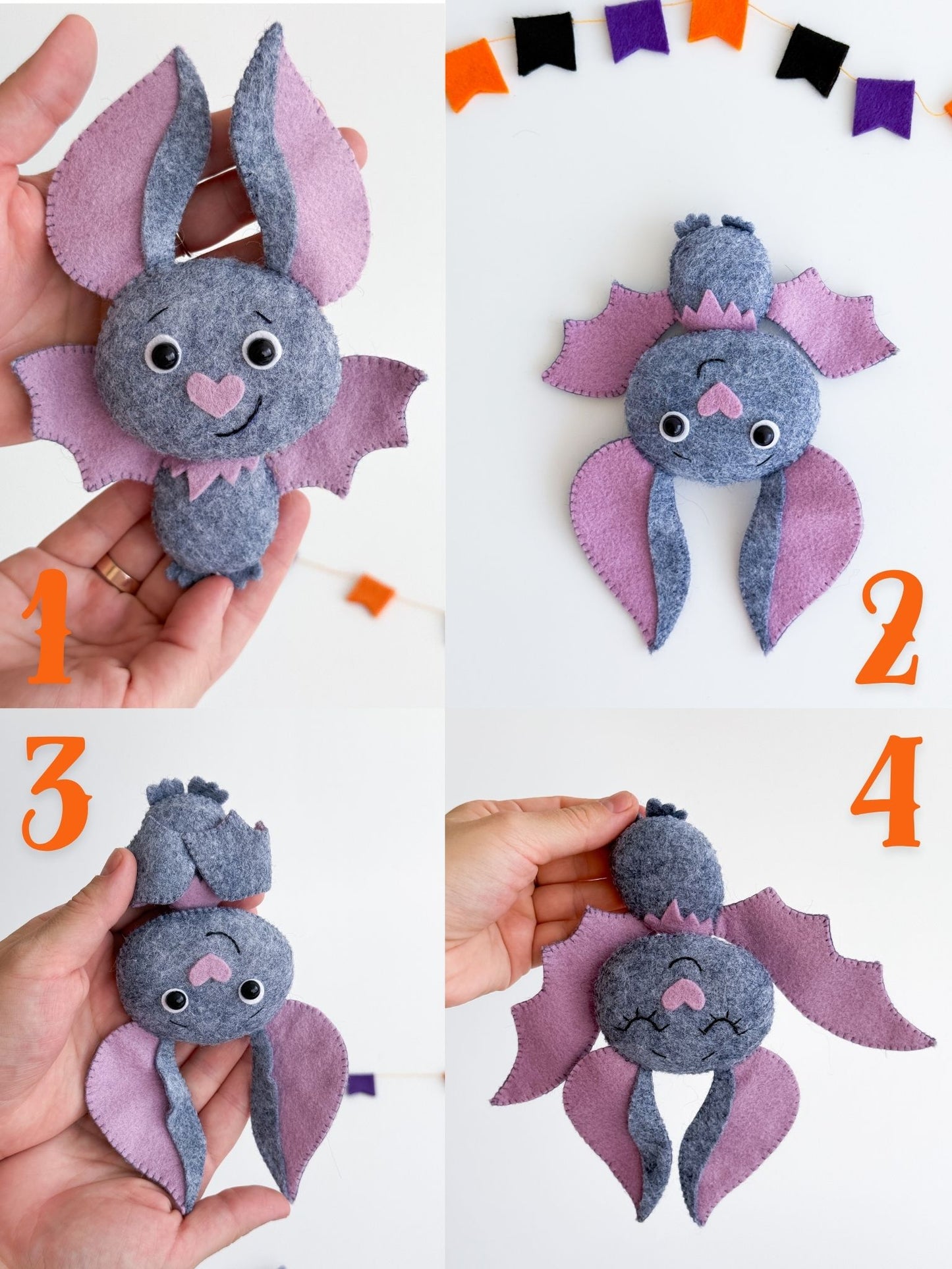 Handmade Felt Bat Ornament – Halloween Plush Decoration