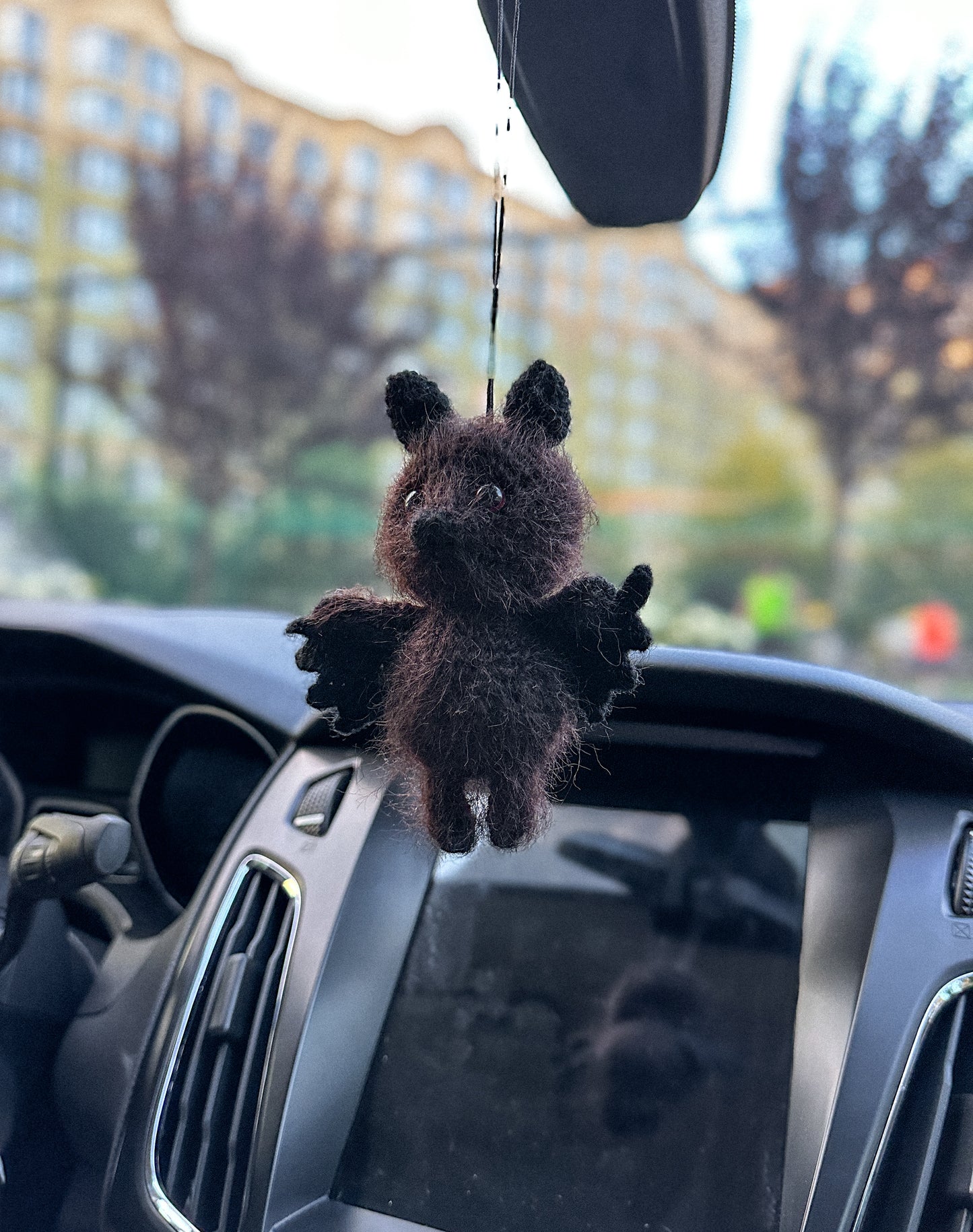 Crochet Bat Car Charm – Rearview Mirror Hanging Ornament Halloween Gift