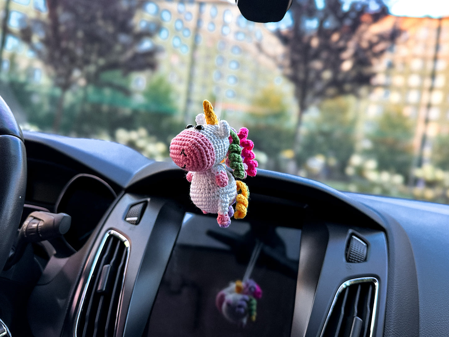 Crochet Unicorn Car Charm