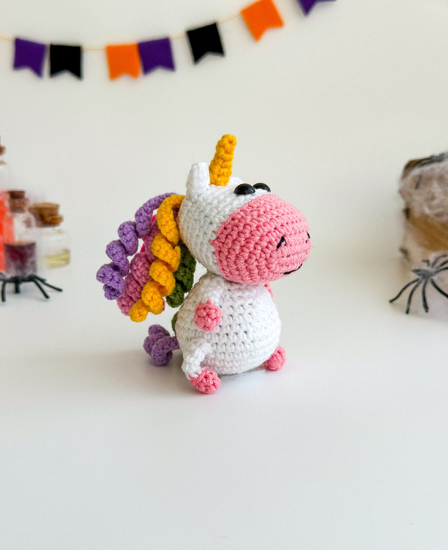 Crochet Unicorn Car Mirror Charm – Amigurumi Rearview Hanger, Cute Plush Car Accessory, Handmade Unicorn Ornament
