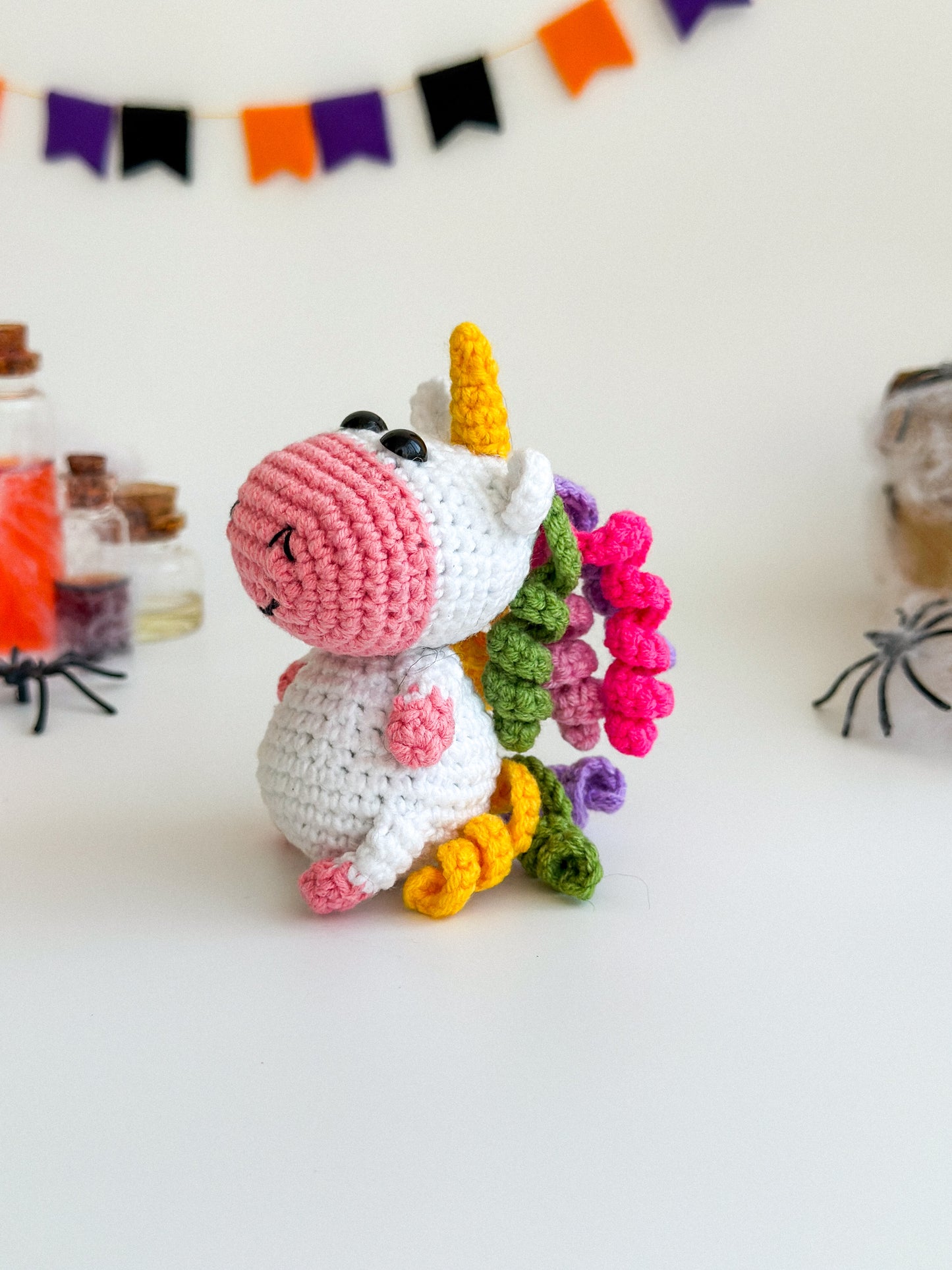 Crochet Unicorn Car Mirror Charm – Amigurumi Rearview Hanger, Cute Plush Car Accessory, Handmade Unicorn Ornament