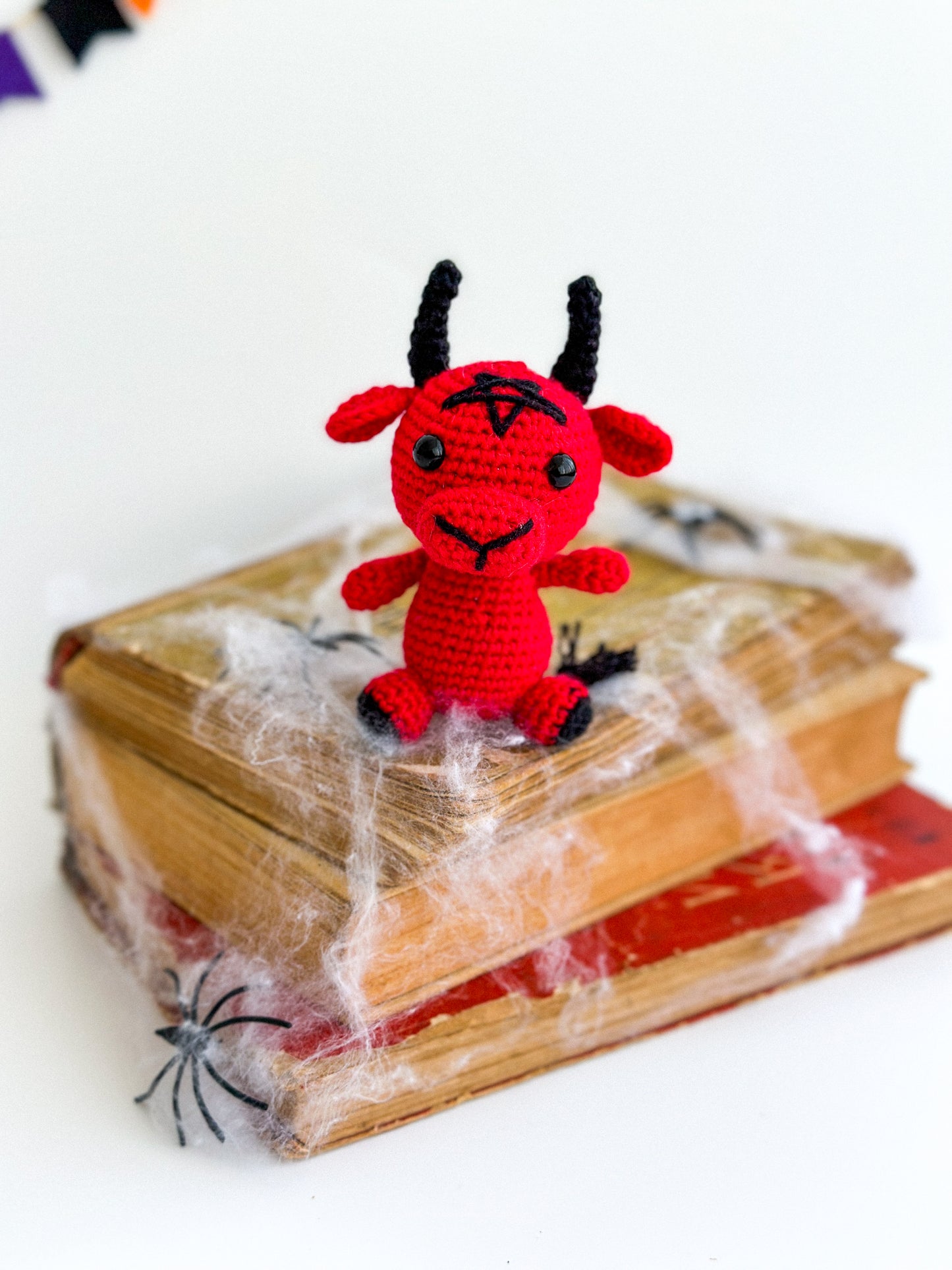 Baphomet Amigurumi Plush – Occult Car Mirror Charm, Handmade Crochet Gothic Decoration, Satanic Ornament