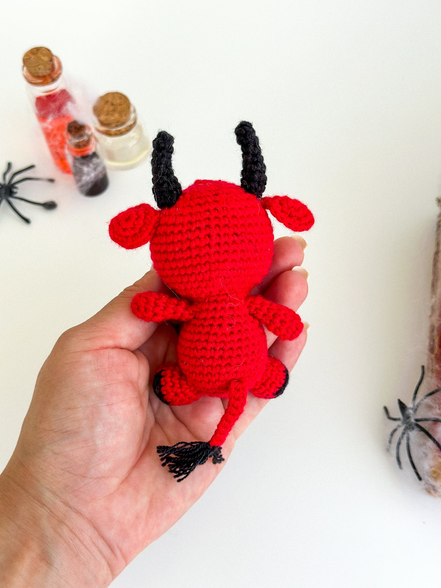 Baphomet Amigurumi Plush – Occult Car Mirror Charm, Handmade Crochet Gothic Decoration, Satanic Ornament