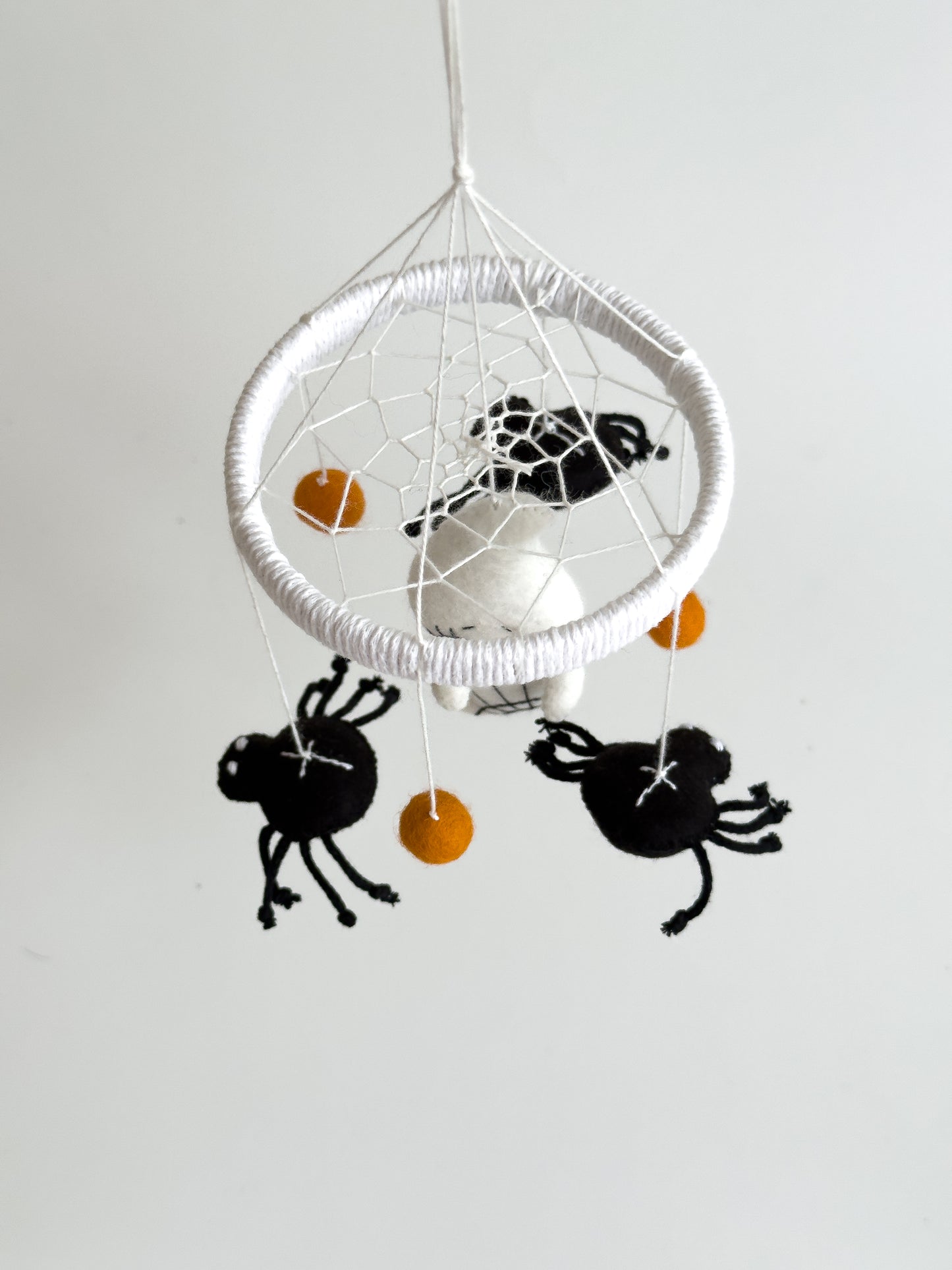 Halloween Mini Mobile – Felt Ghost and Spiders Hanging Decoration