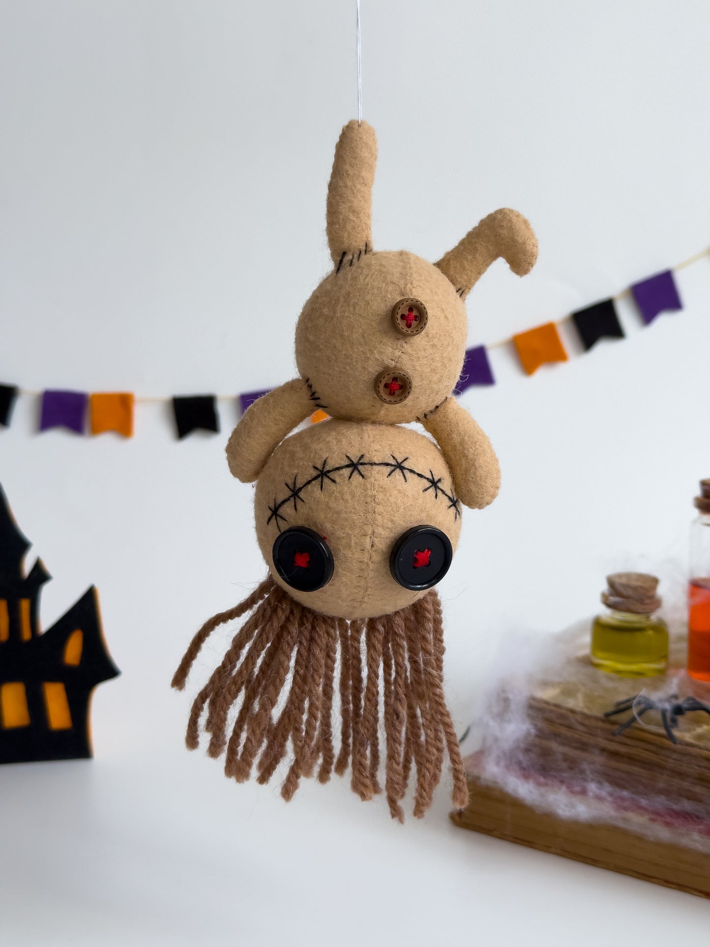 Halloween voodoo ornament set with stitched details and gothic vibes