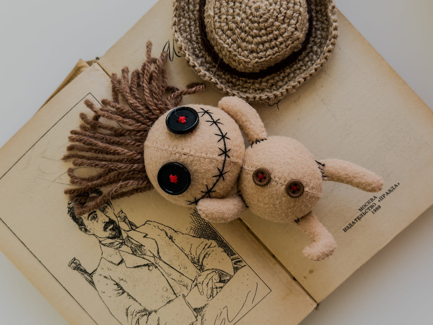 Handmade Halloween voodoo plush with stitched details