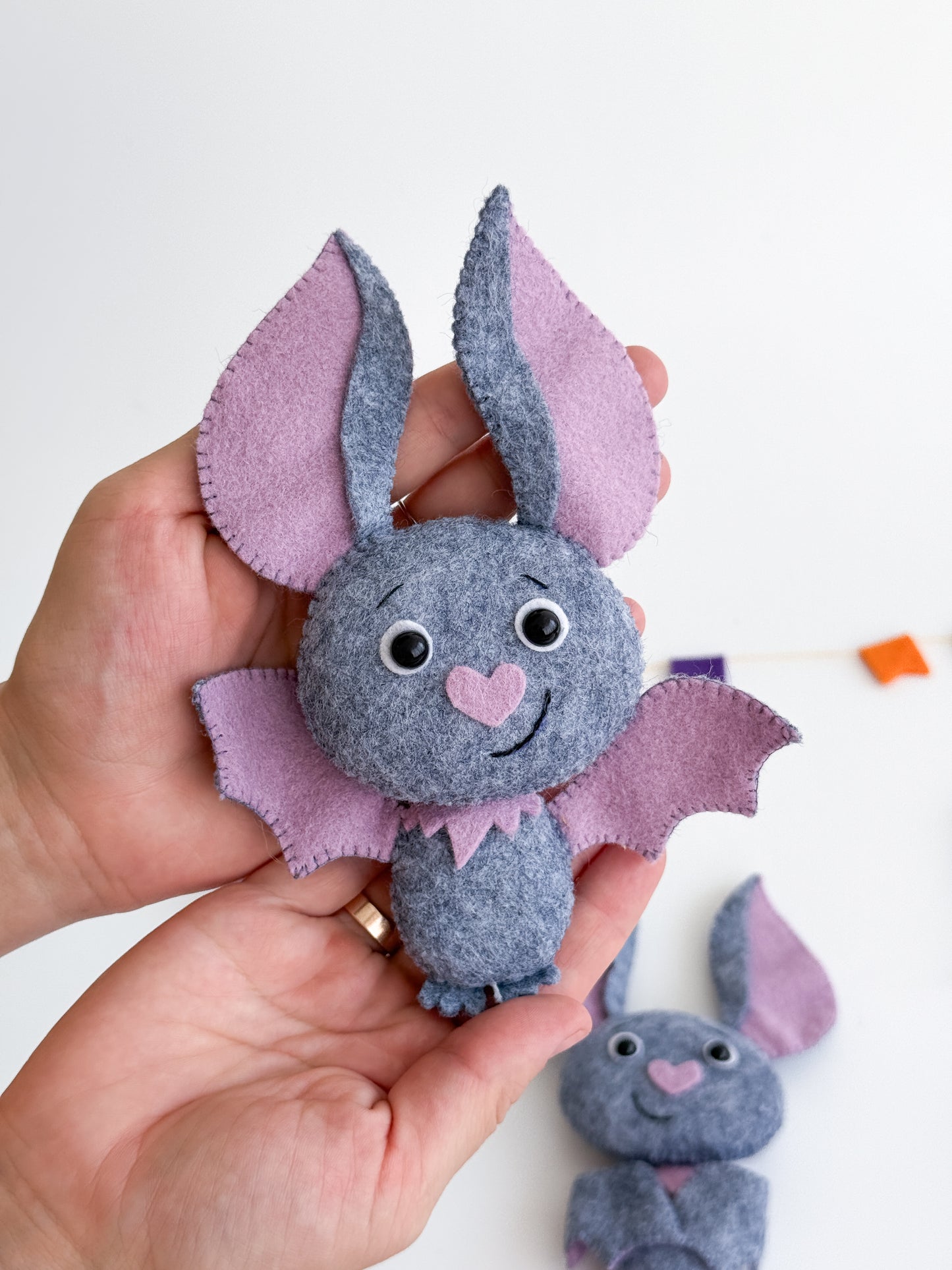 Handmade Felt Bat Ornament – Halloween Plush Decoration