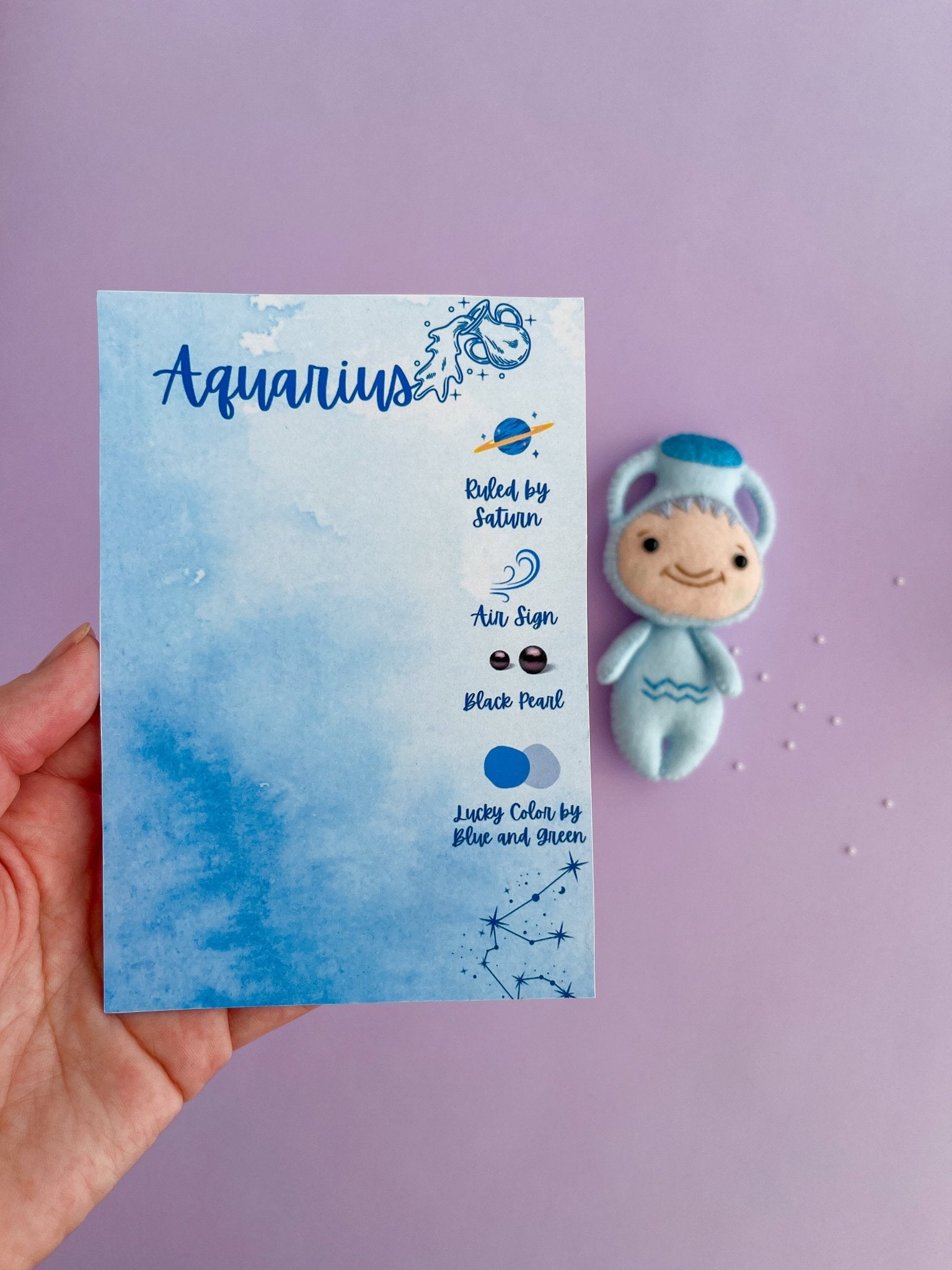 Aquarius Zodiac Felt Doll - WoollyFox