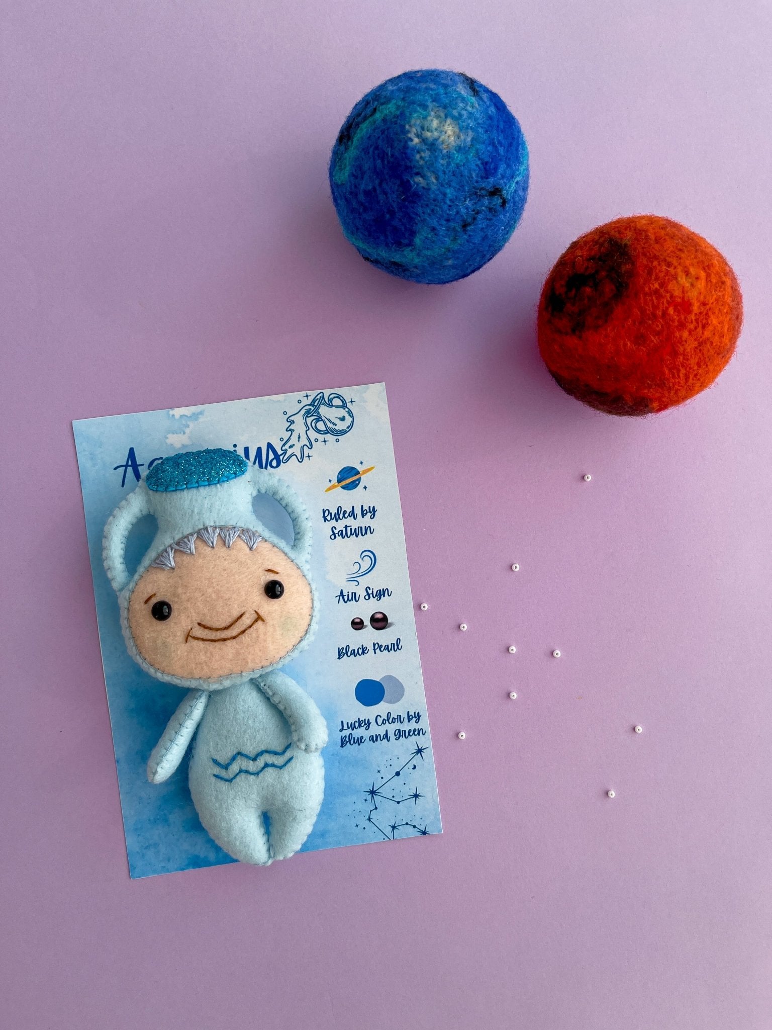 Aquarius Zodiac Felt Doll - WoollyFox