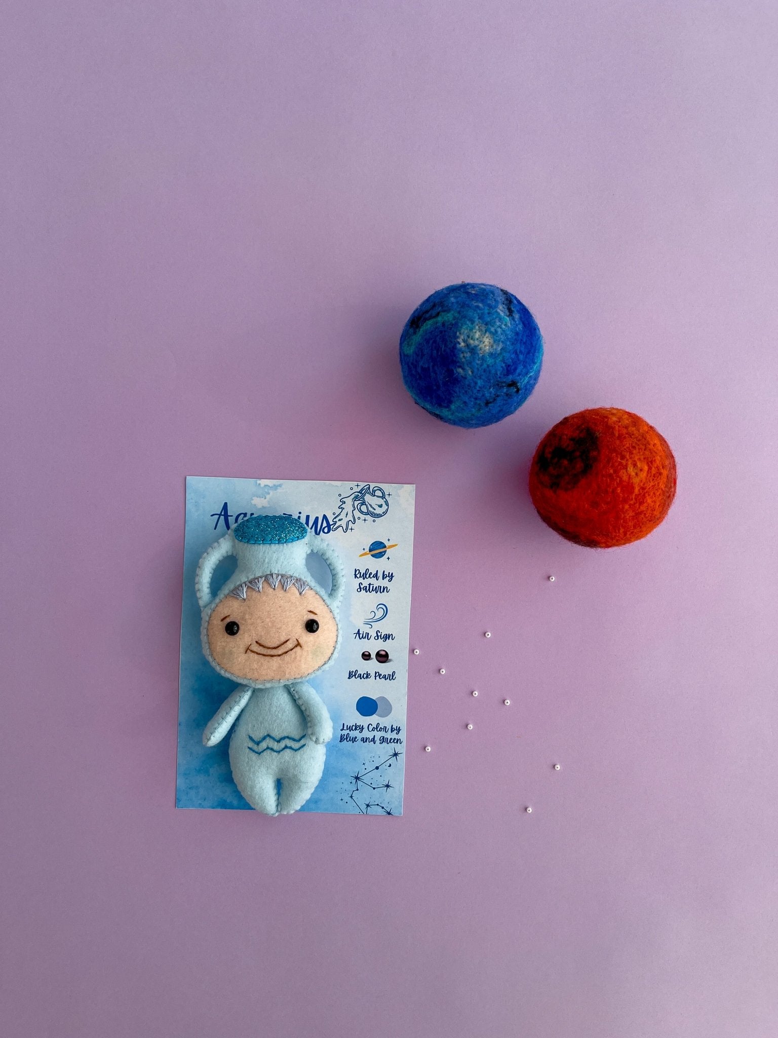 Aquarius Zodiac Felt Doll - WoollyFox