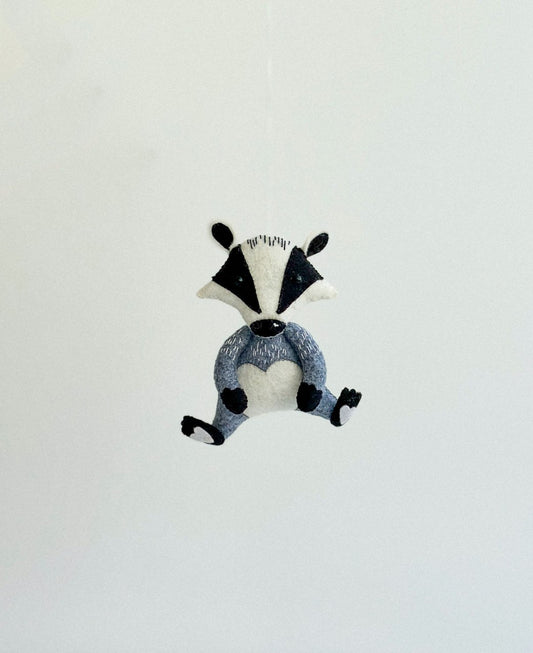 Badger Felt Ornament | Handmade Felt Toy | Woodland Animal Decor - WoollyFox