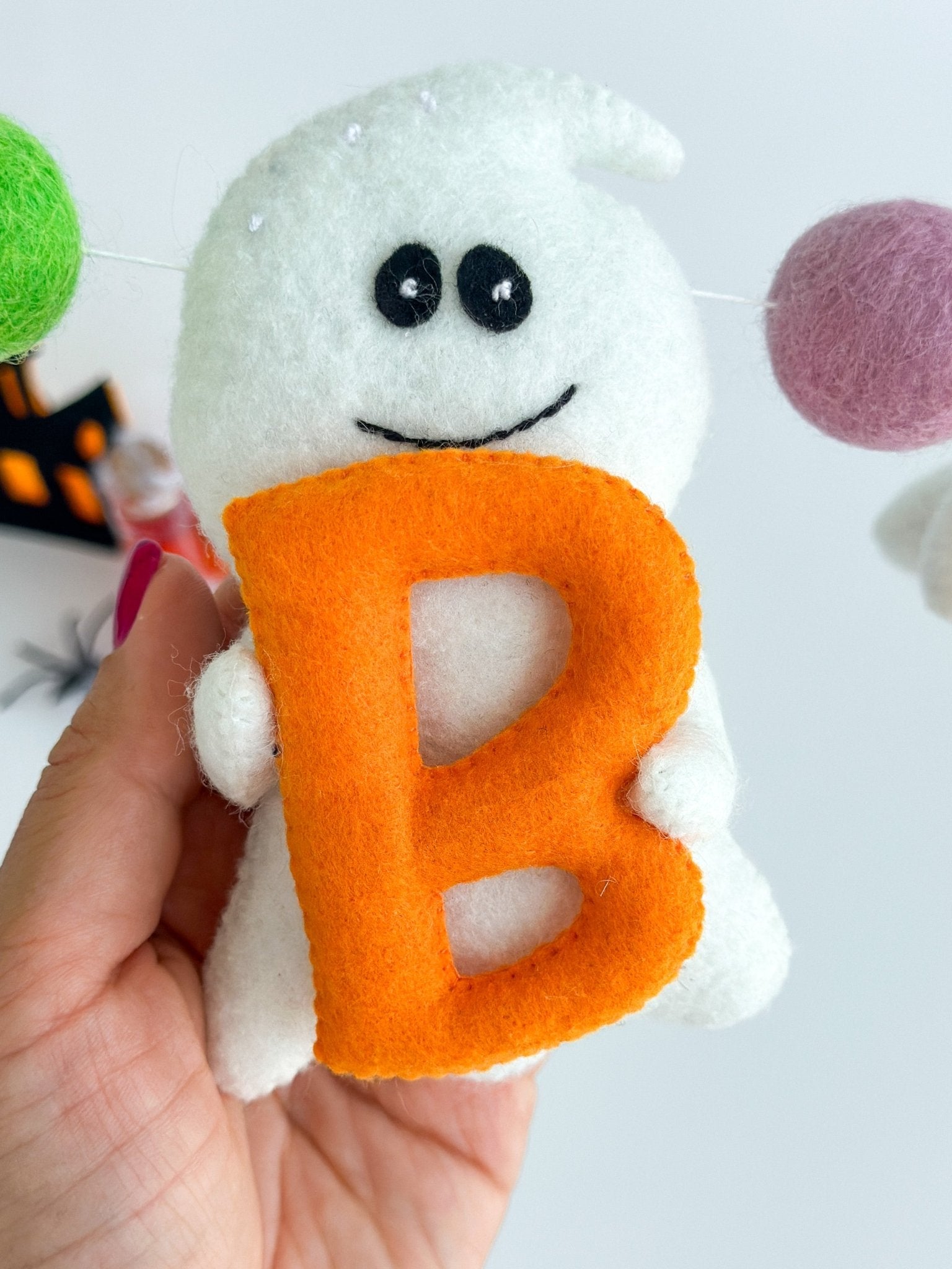 BOO Ghost Garland – Handmade Felt Halloween Decoration for Nursery or Party - WoollyFox