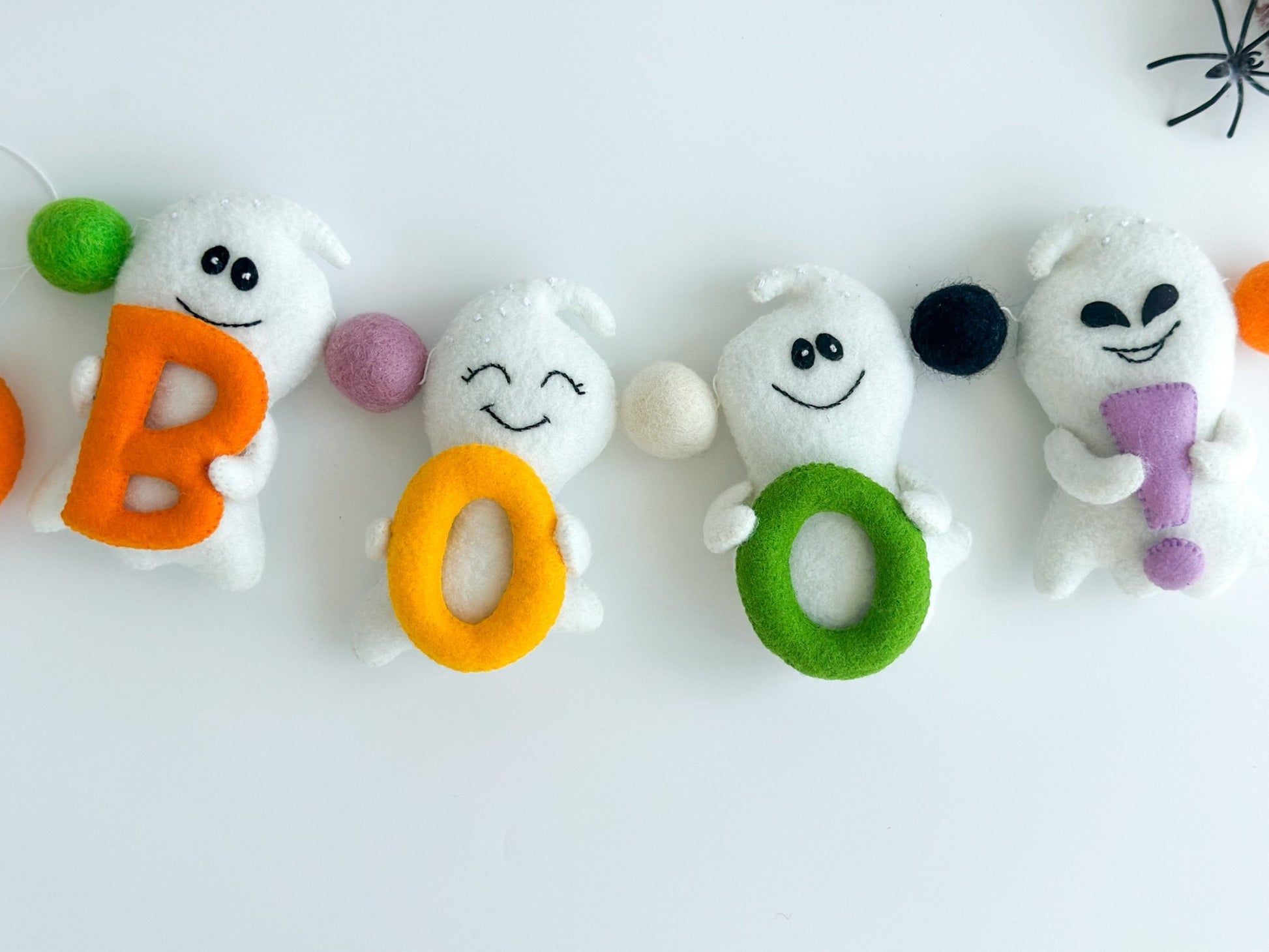 BOO Ghost Garland – Handmade Felt Halloween Decoration for Nursery or Party - WoollyFox