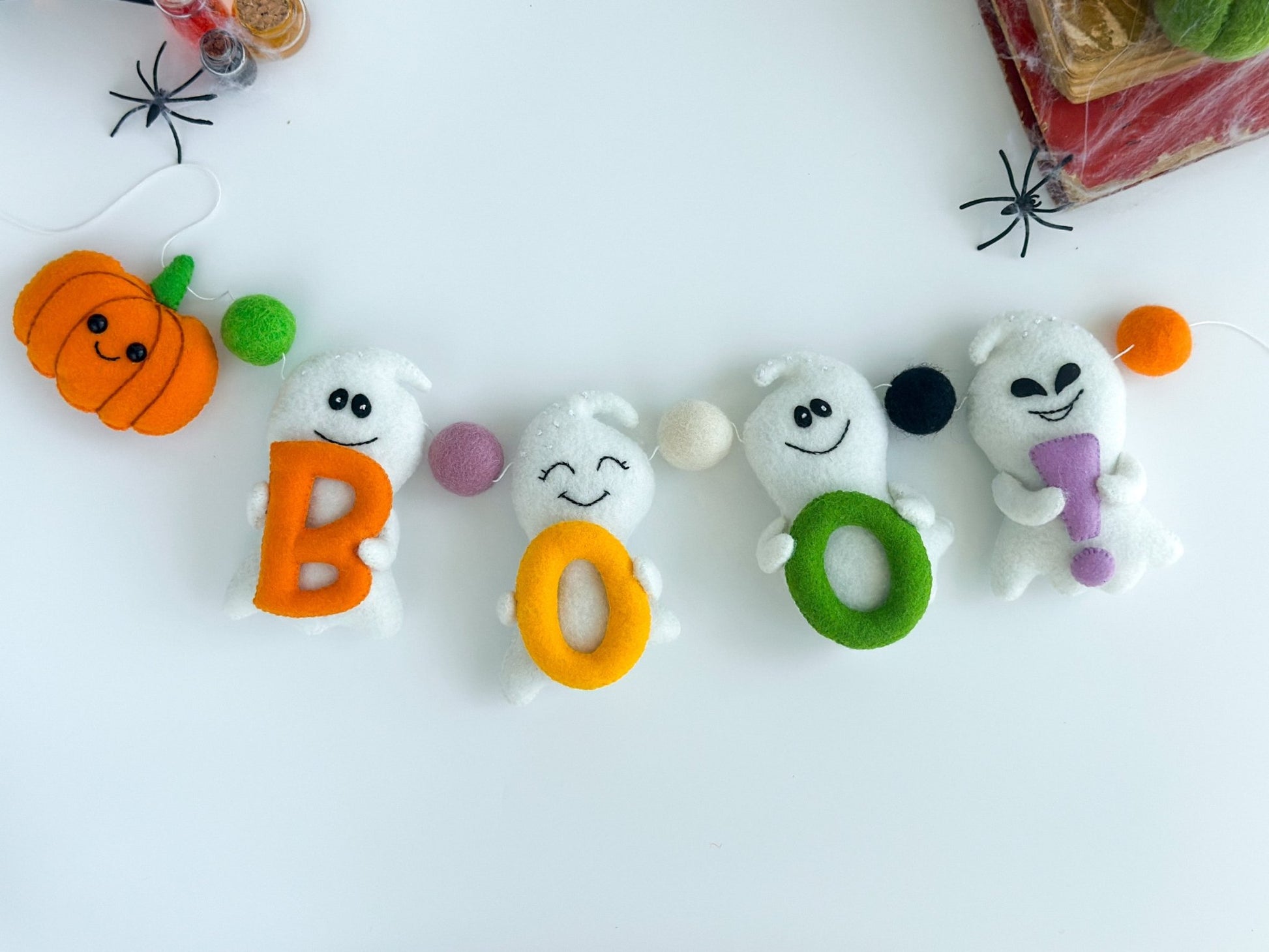 BOO Ghost Garland – Handmade Felt Halloween Decoration for Nursery or Party - WoollyFox