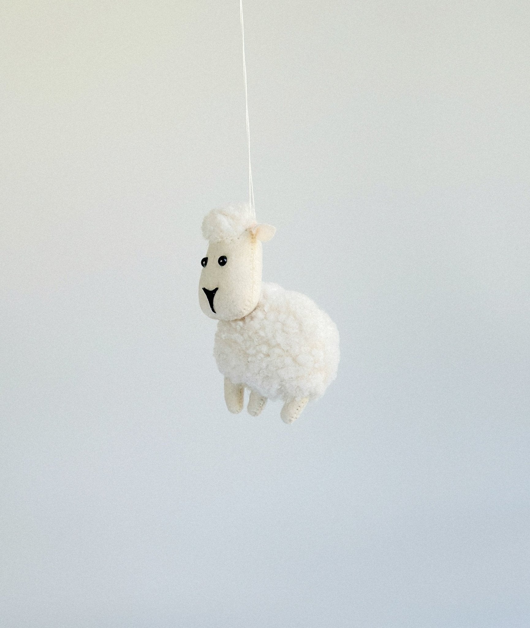 Boucle Felt Sheep Ornament – Soft Animal Toy or Tree Decoration - WoollyFox