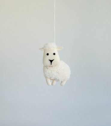 Boucle Felt Sheep Ornament – Soft Animal Toy or Tree Decoration - WoollyFox