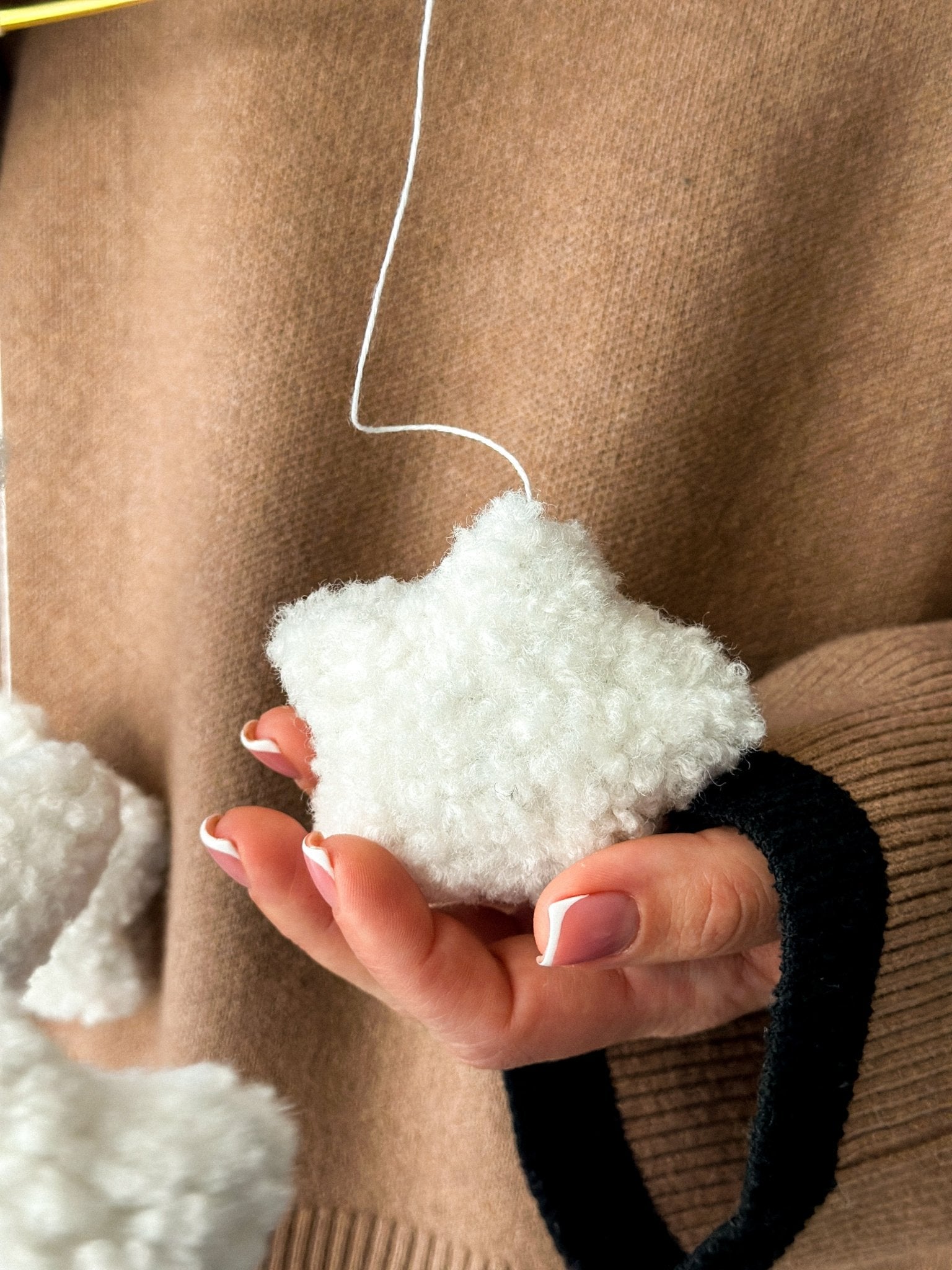 Boucle Moon and Stars Baby Mobile – Neutral Crib Hanging Decor - WoollyFox