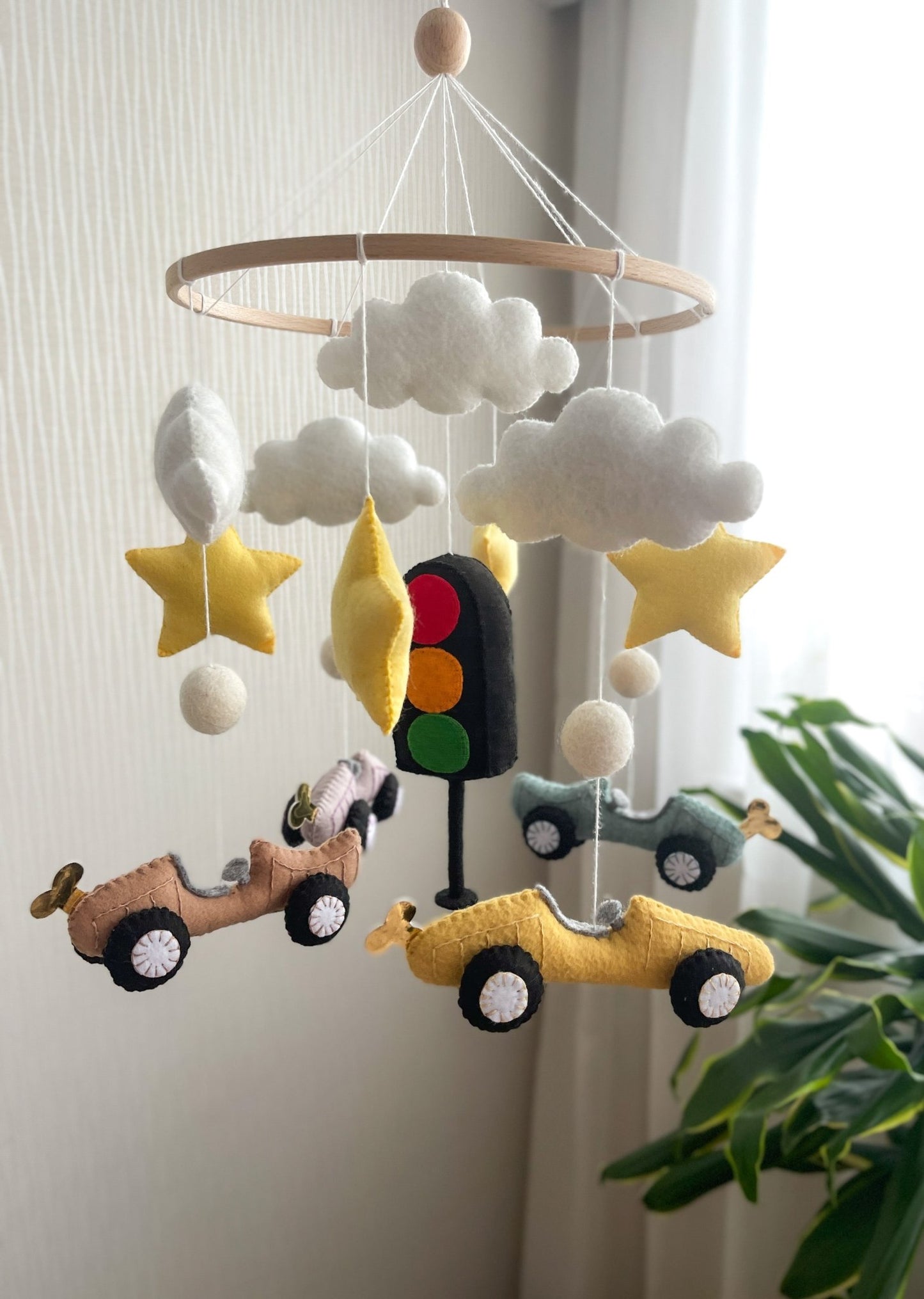 Cars Nursery Mobile – Handmade Felt Crib Mobile for Baby Boys - WoollyFox