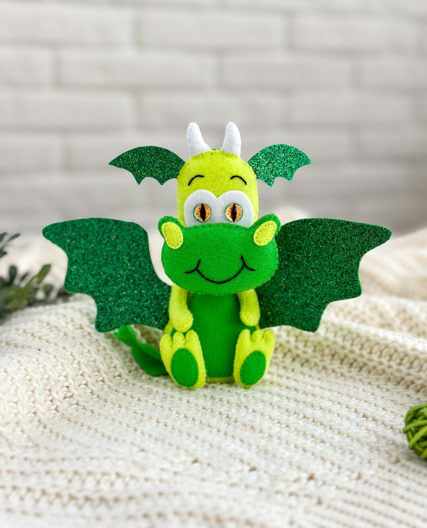 Christmas Dragon Made Of Felt - WoollyFox