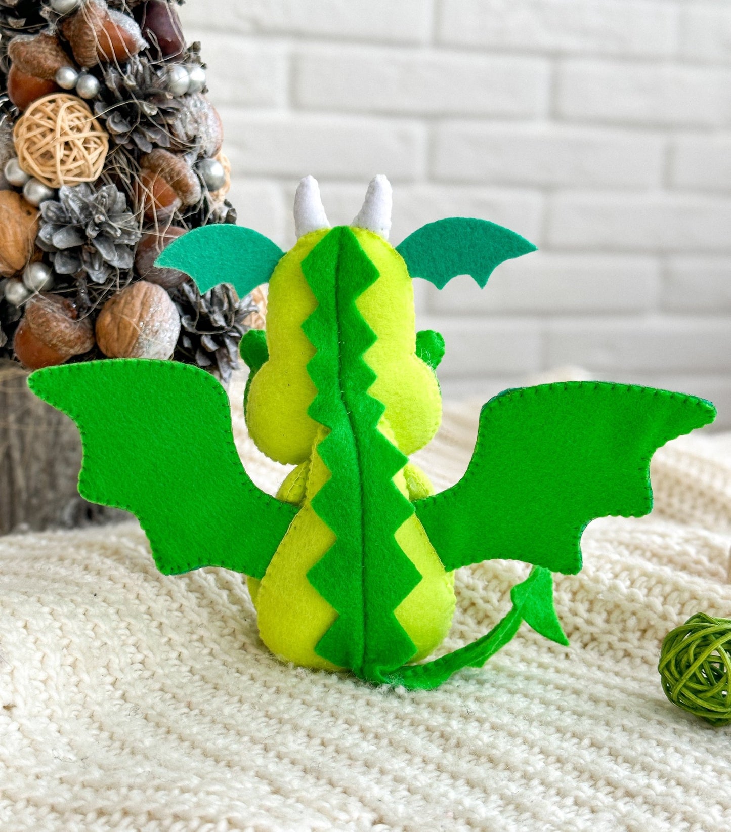 Christmas Dragon Made Of Felt - WoollyFox
