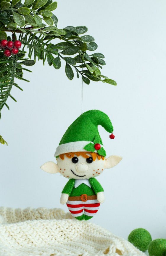 Christmas Elf Boy Ornament – Handmade Felt Decoration Gift Idea - WoollyFox