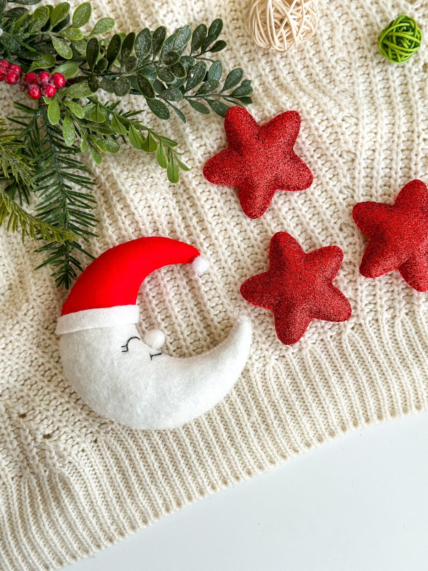 Christmas Ornaments Moon And Stars - WoollyFox