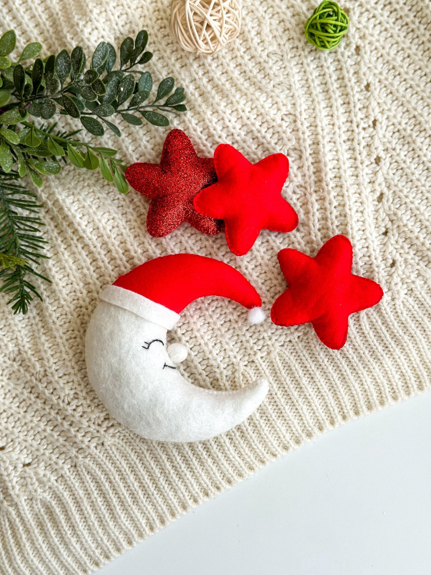 Christmas Ornaments Moon And Stars - WoollyFox