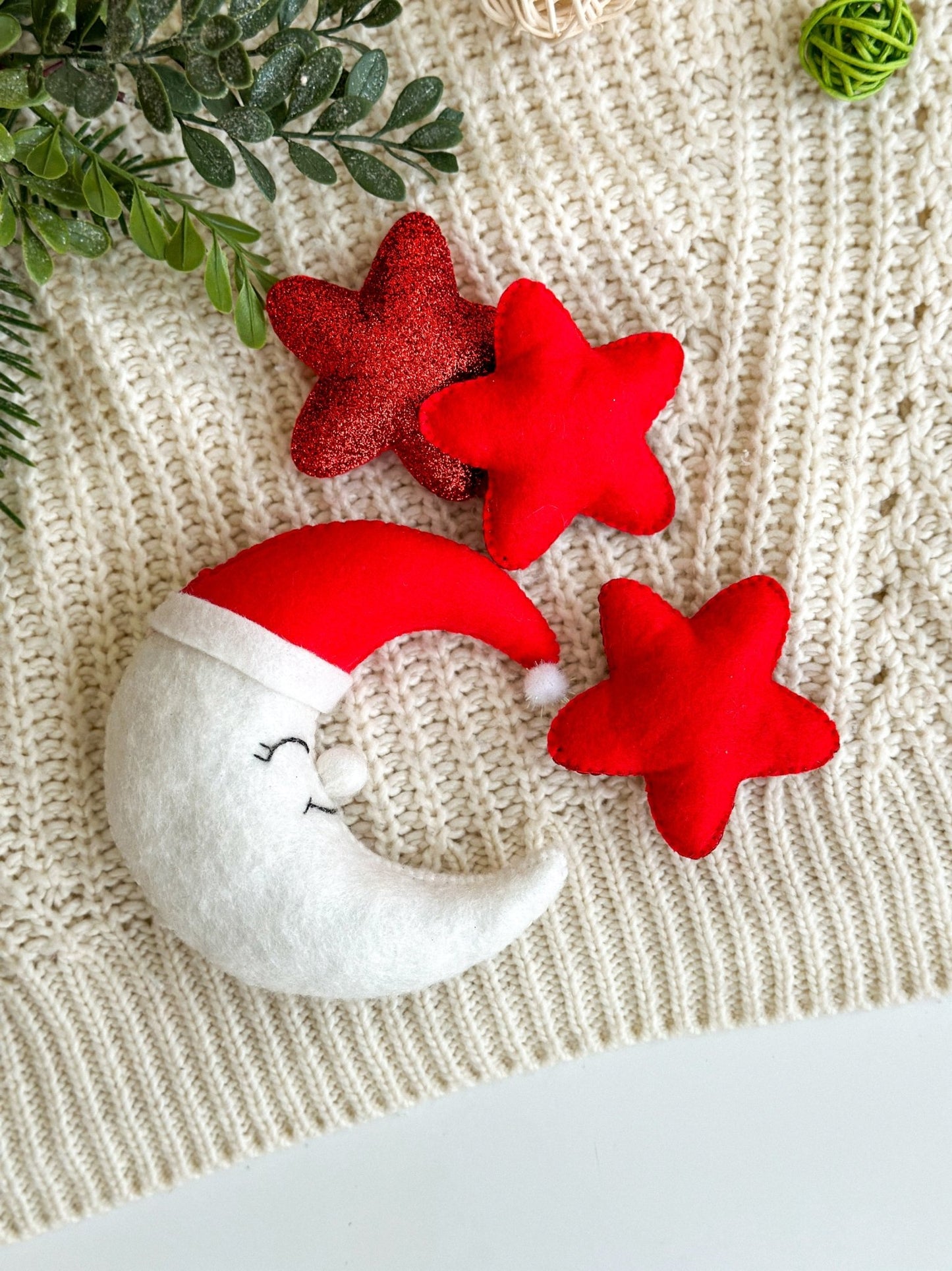 Christmas Ornaments Moon And Stars - WoollyFox