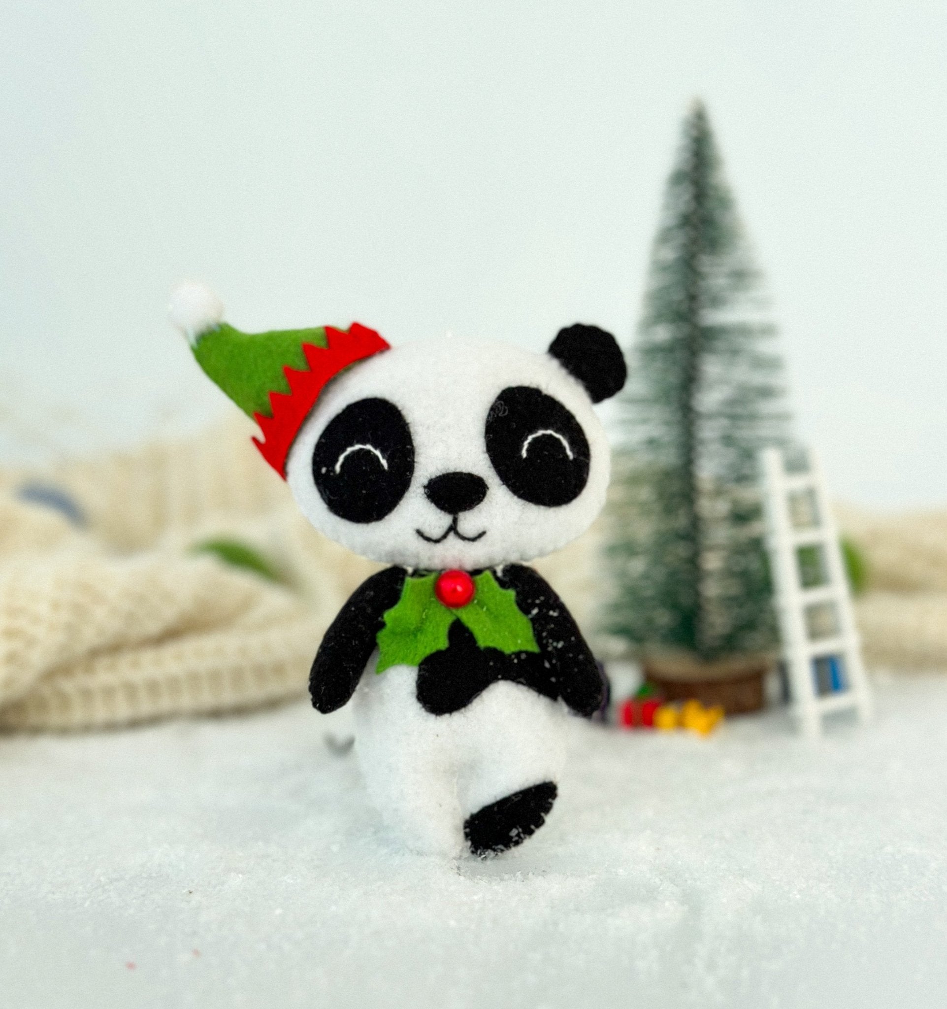 Christmas Panda Felt Ornament - WoollyFox