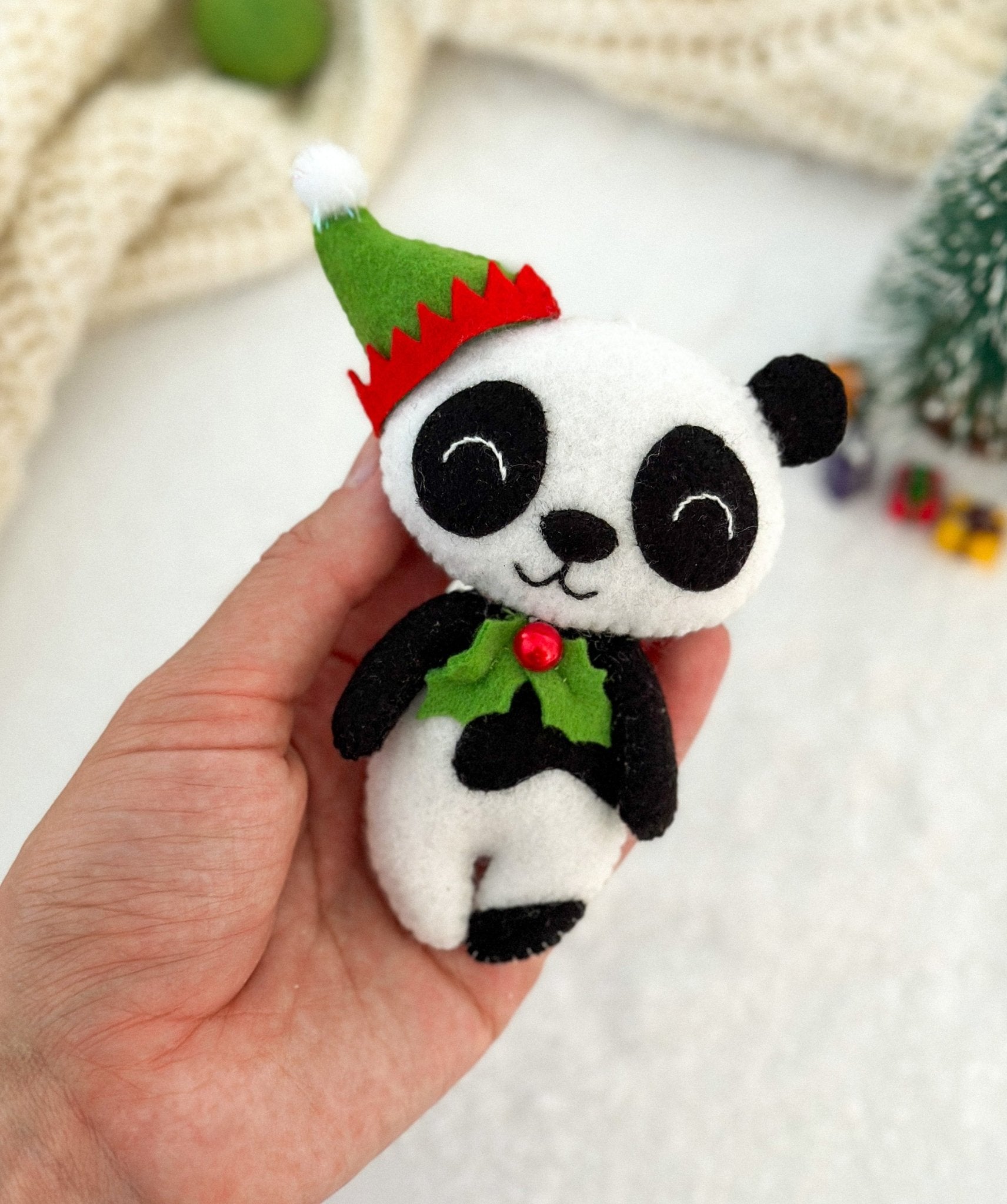 Christmas Panda Felt Ornament - WoollyFox