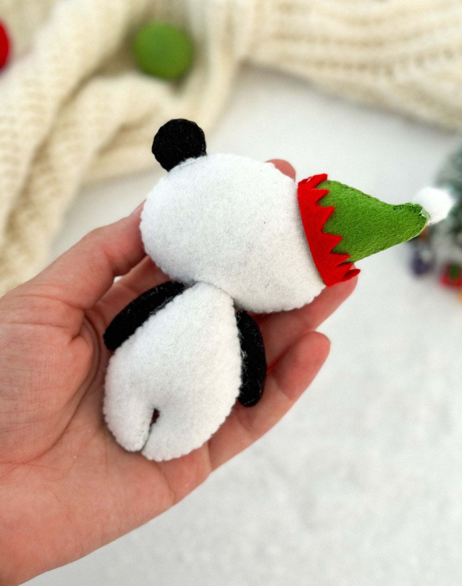 Christmas Panda Felt Ornament - WoollyFox