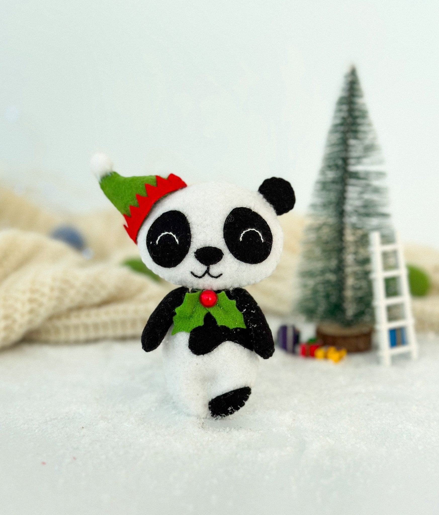 Christmas Panda Felt Ornament - WoollyFox