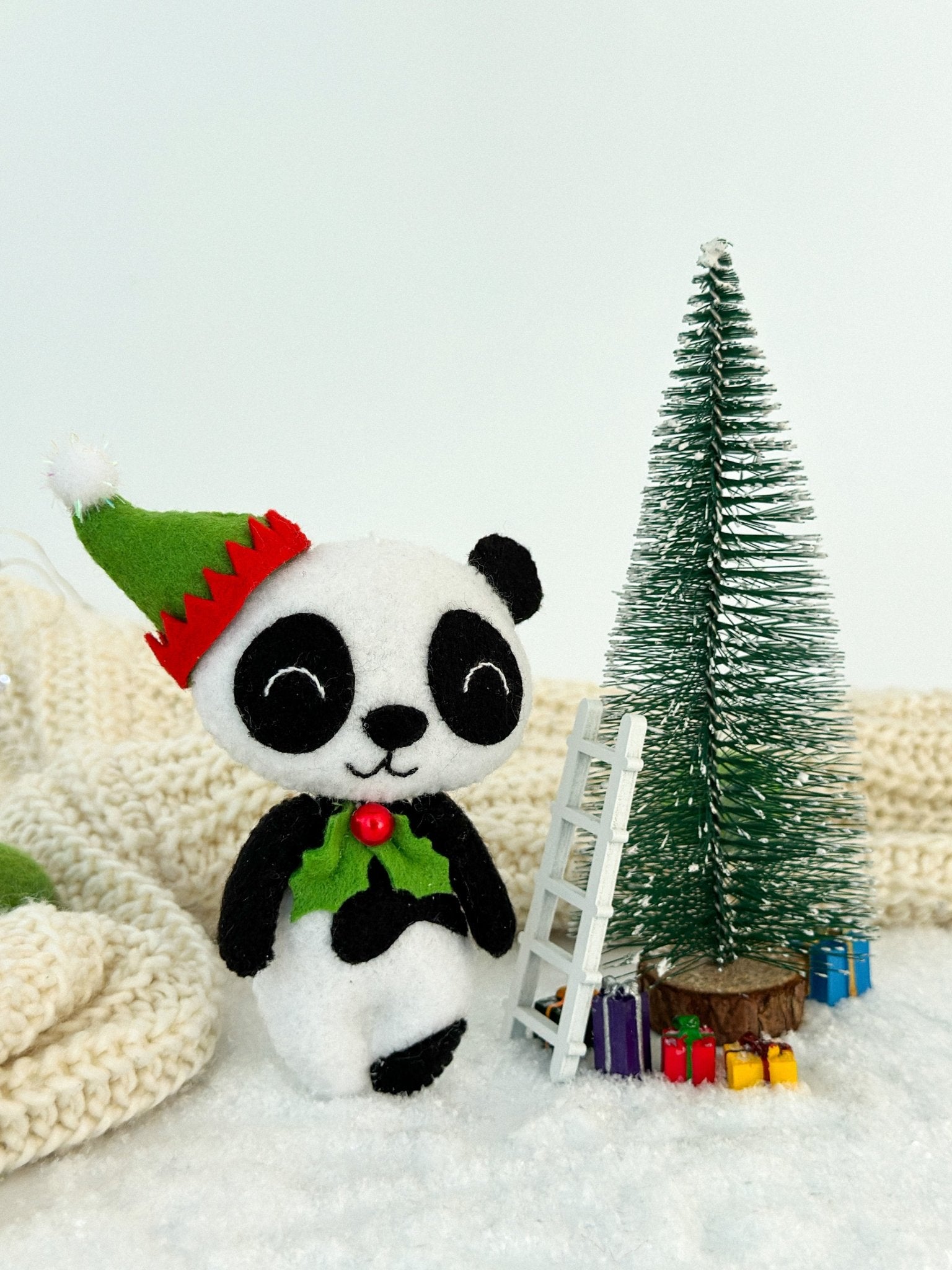 Christmas Panda Felt Ornament - WoollyFox