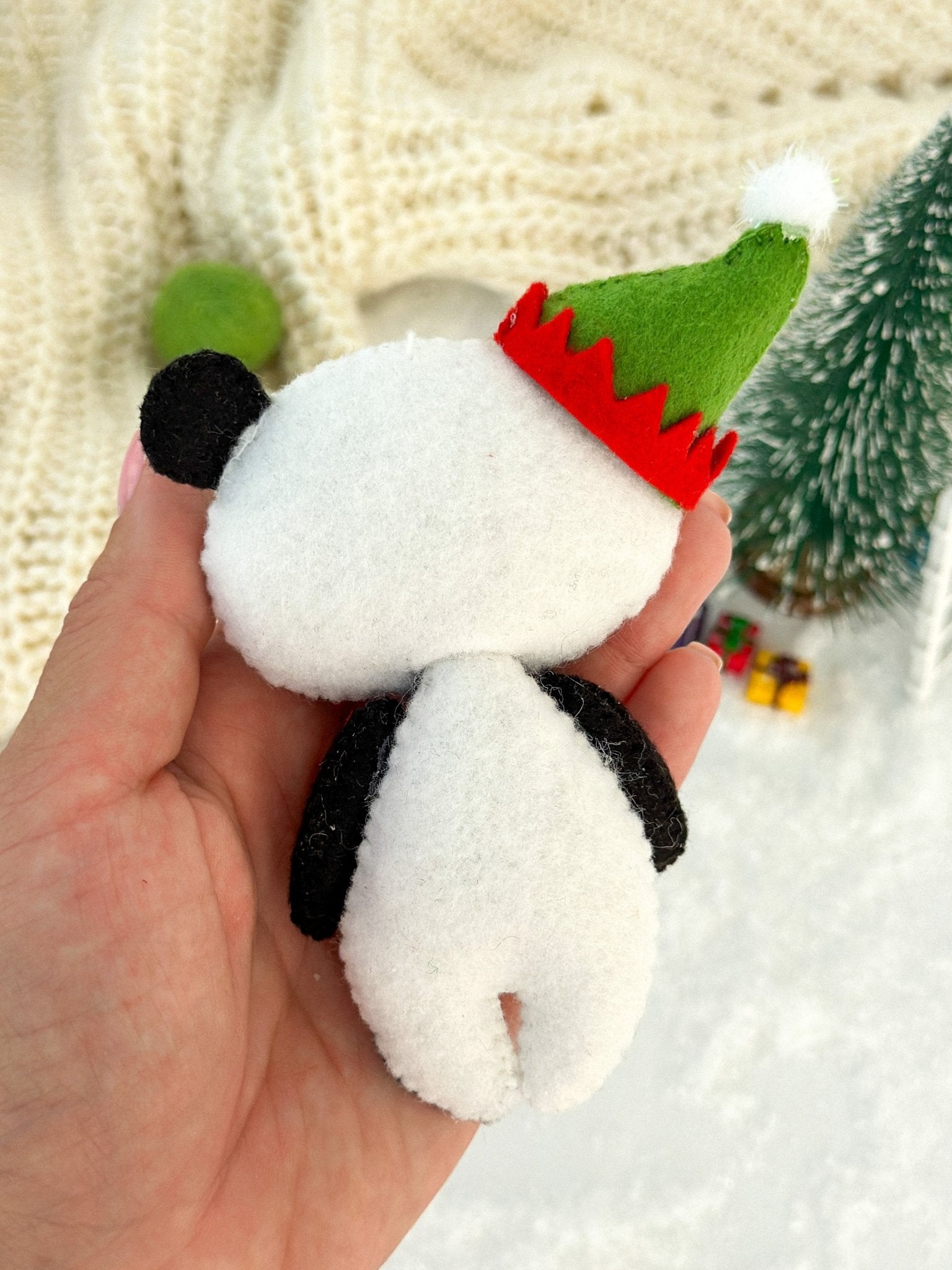Christmas Panda Felt Ornament - WoollyFox