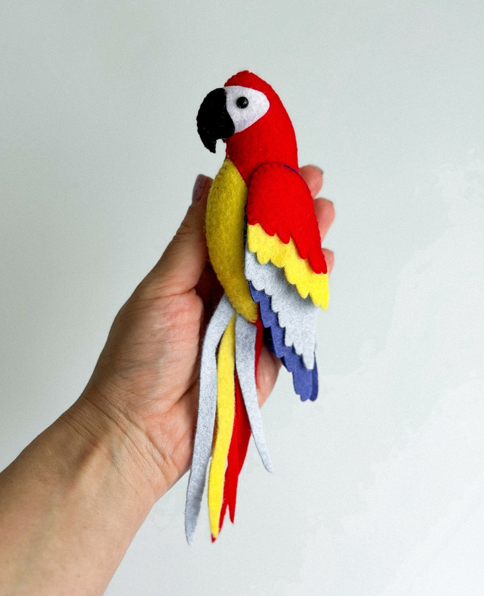 Colorful Felt Parrot Ornament – Handmade Bird Decoration Toy - WoollyFox