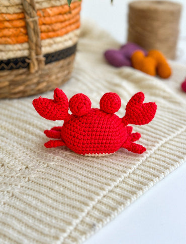 Crochet Crab Toy – Handmade Amigurumi Sea Animal Gift for Kids & Decor - WoollyFox