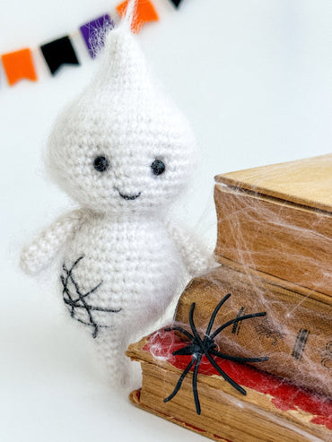 Crochet Ghost Ornament – Fluffy Mohair Halloween Hanging Toy - WoollyFox
