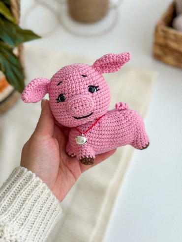 Crochet Pig Plush – Handmade Cotton Amigurumi Toy for Kids - WoollyFox