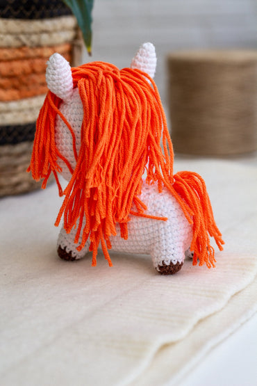 Crochet Unicorn Plush – Handmade Cotton Amigurumi Toy with Bell - WoollyFox