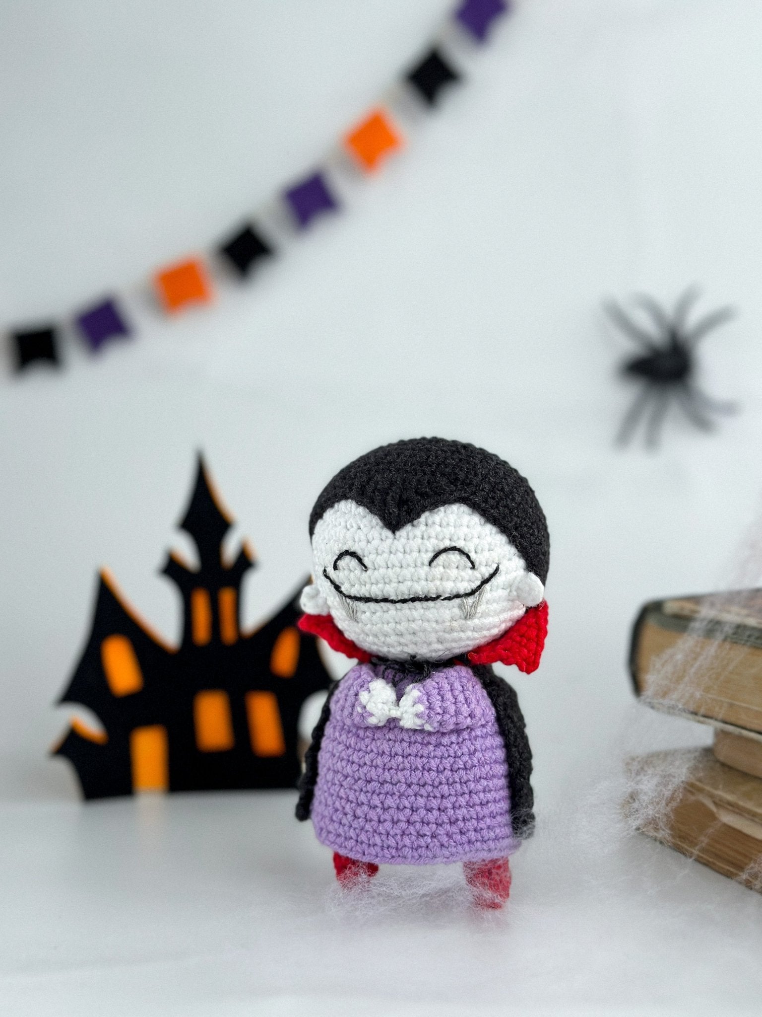 Crochet Vampire Doll – Halloween Amigurumi Dracula Toy – Handmade Spooky Decor – Gothic Plush for Halloween Party or Gift - WoollyFox