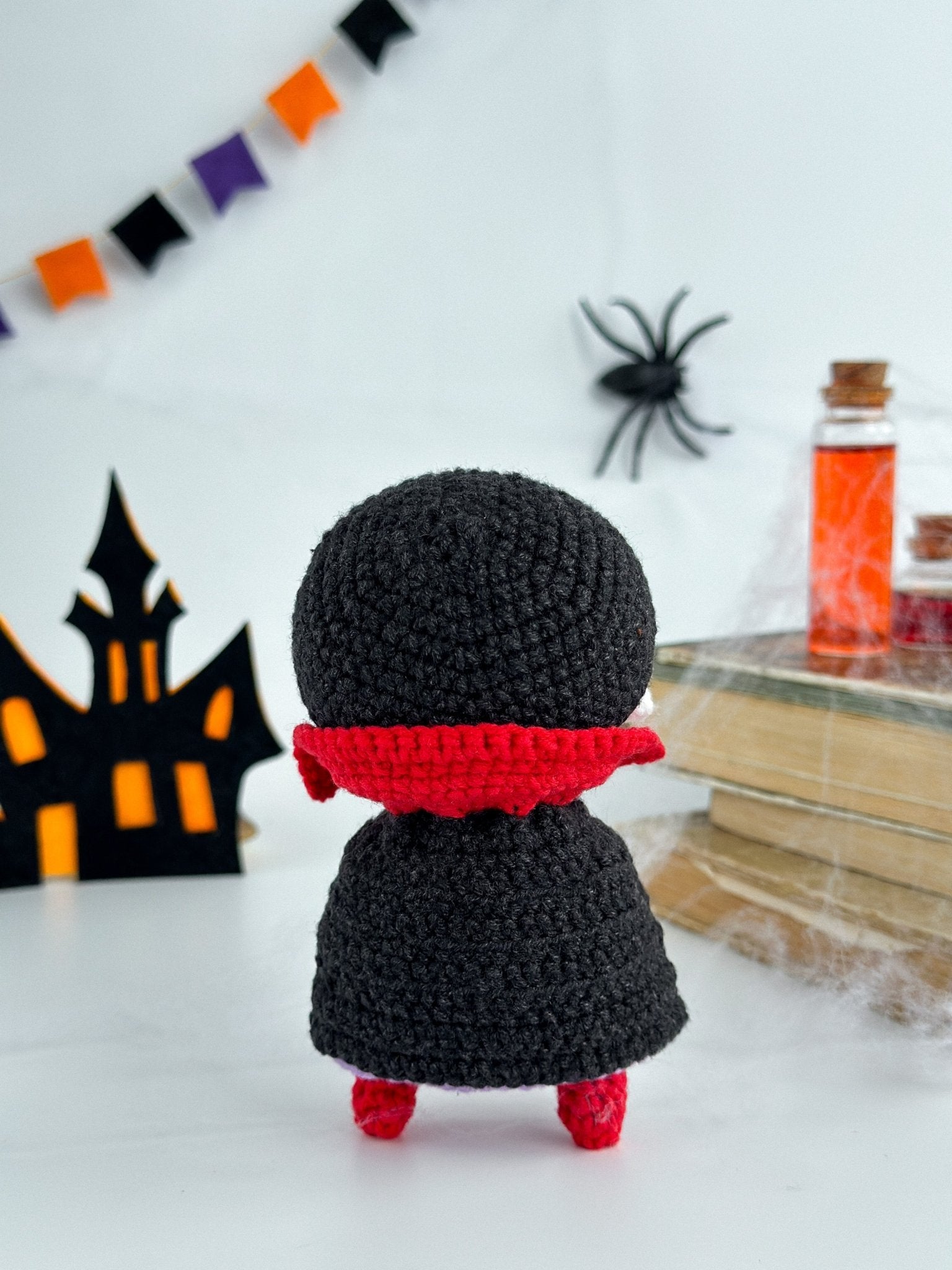 Crochet Vampire Doll – Halloween Amigurumi Dracula Toy – Handmade Spooky Decor – Gothic Plush for Halloween Party or Gift - WoollyFox