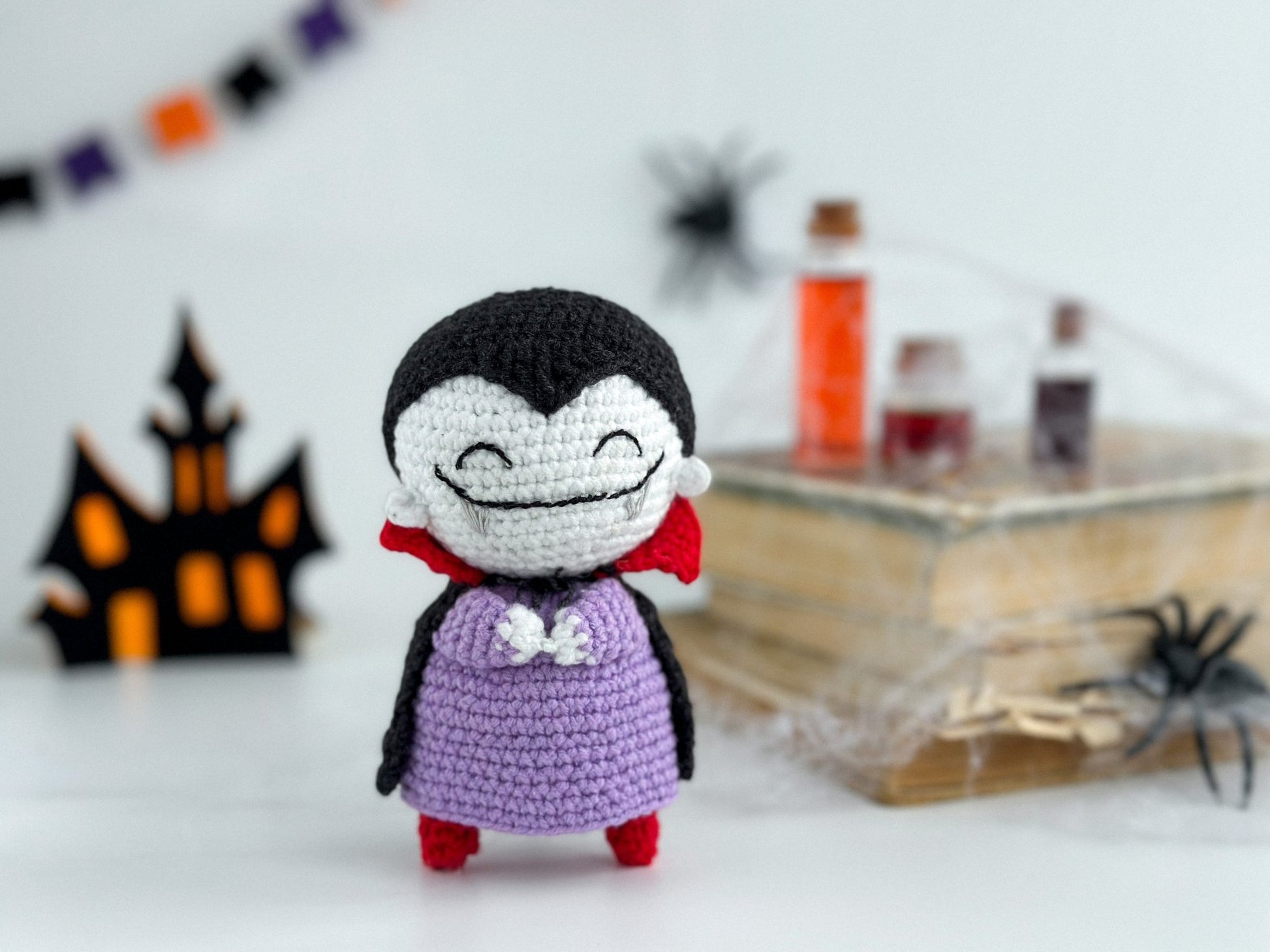 Crochet Vampire Doll – Halloween Amigurumi Dracula Toy – Handmade Spooky Decor – Gothic Plush for Halloween Party or Gift - WoollyFox
