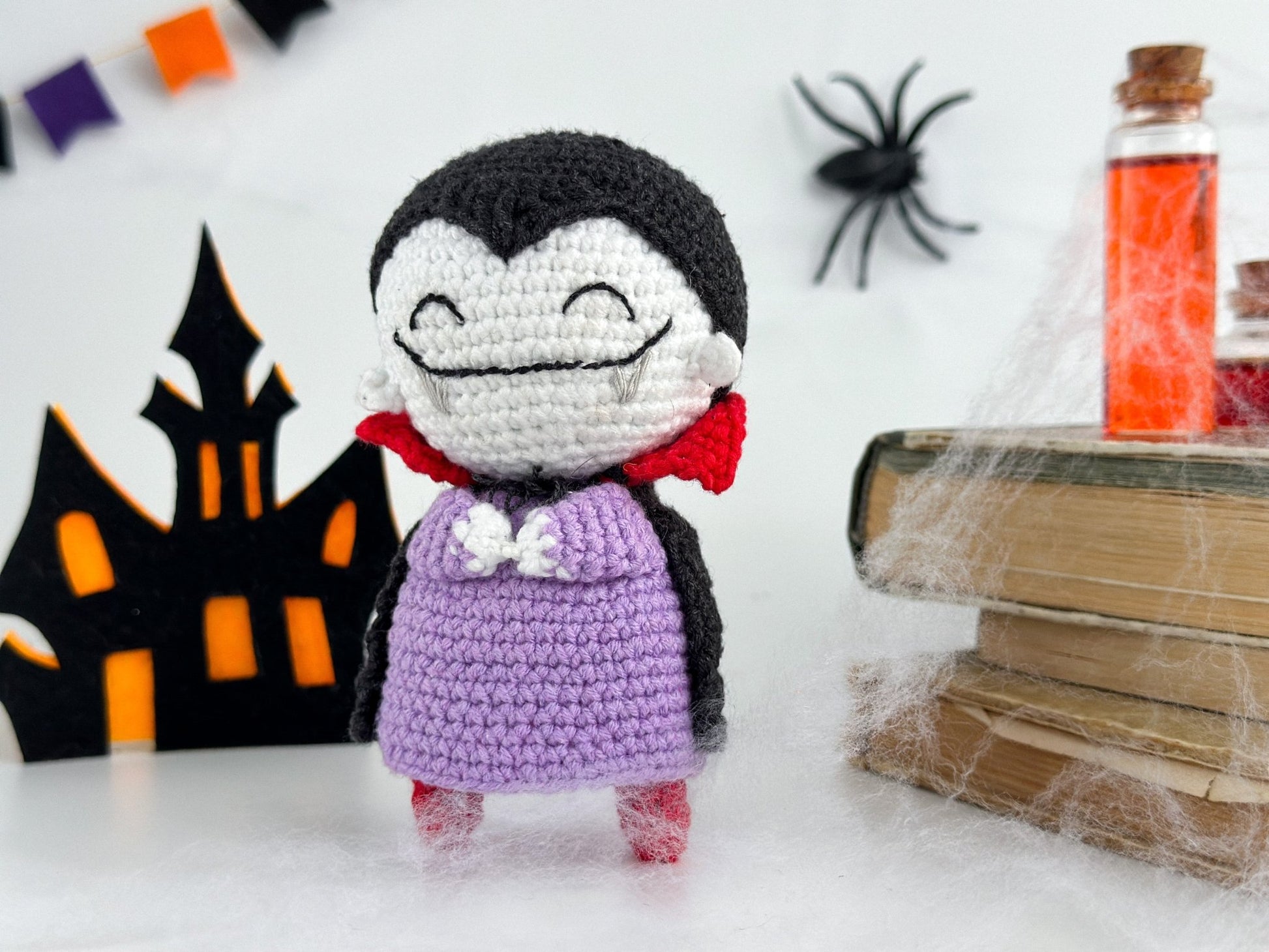 Crochet Vampire Doll – Halloween Amigurumi Dracula Toy – Handmade Spooky Decor – Gothic Plush for Halloween Party or Gift - WoollyFox