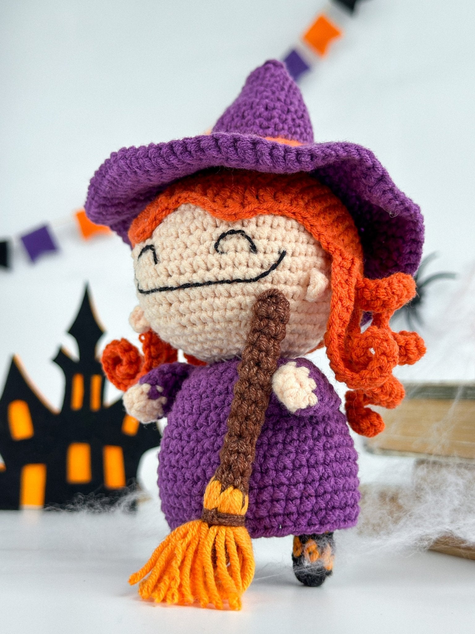 Crochet Witch Doll – Handmade Halloween Amigurumi Decor - WoollyFox