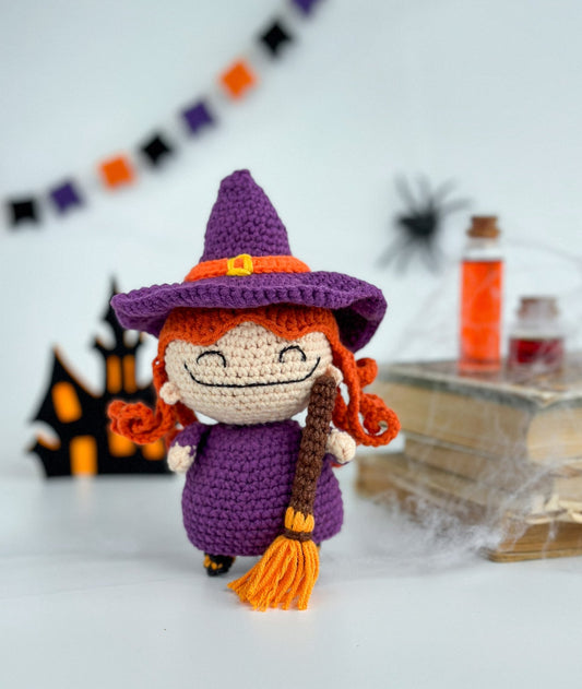Crochet Witch Doll – Handmade Halloween Amigurumi Decor - WoollyFox