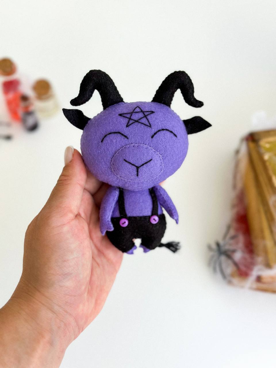 Cute Baphomet Halloween Ornament – Spooky - Cute Felt Decoration - WoollyFox