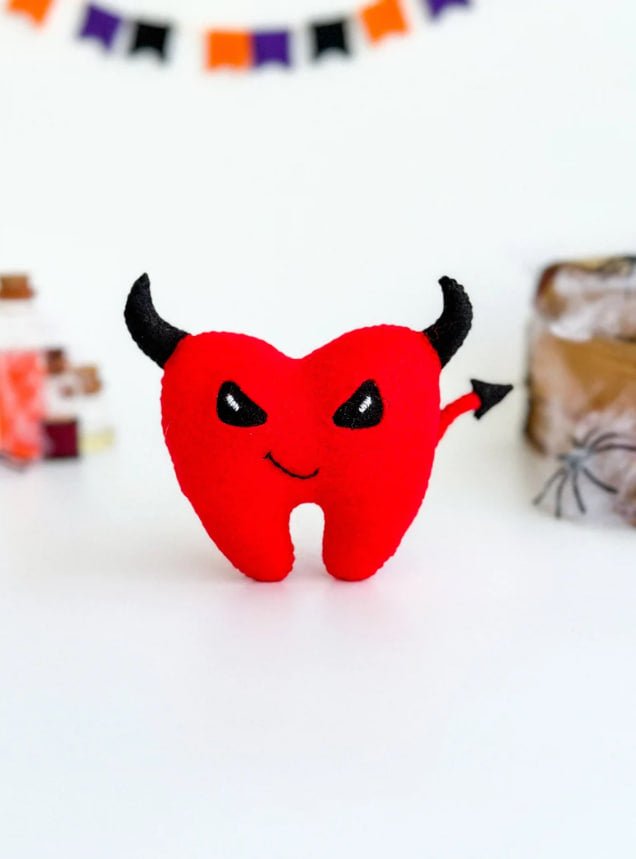 Devil Tooth Ornament – Spooky Halloween Felt Decoration for Tree or Gift - WoollyFox