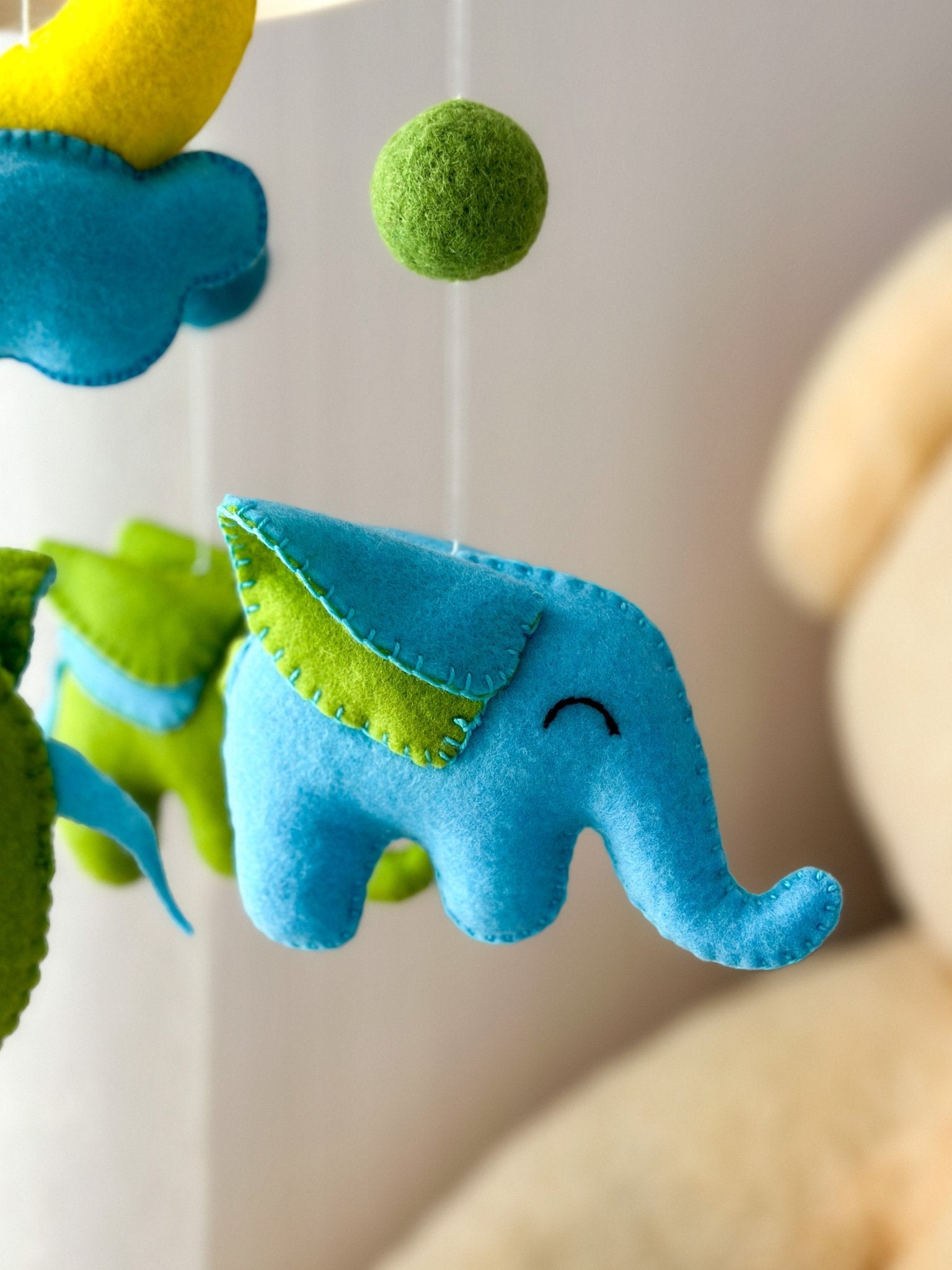Elephant baby crib mobile - WoollyFox