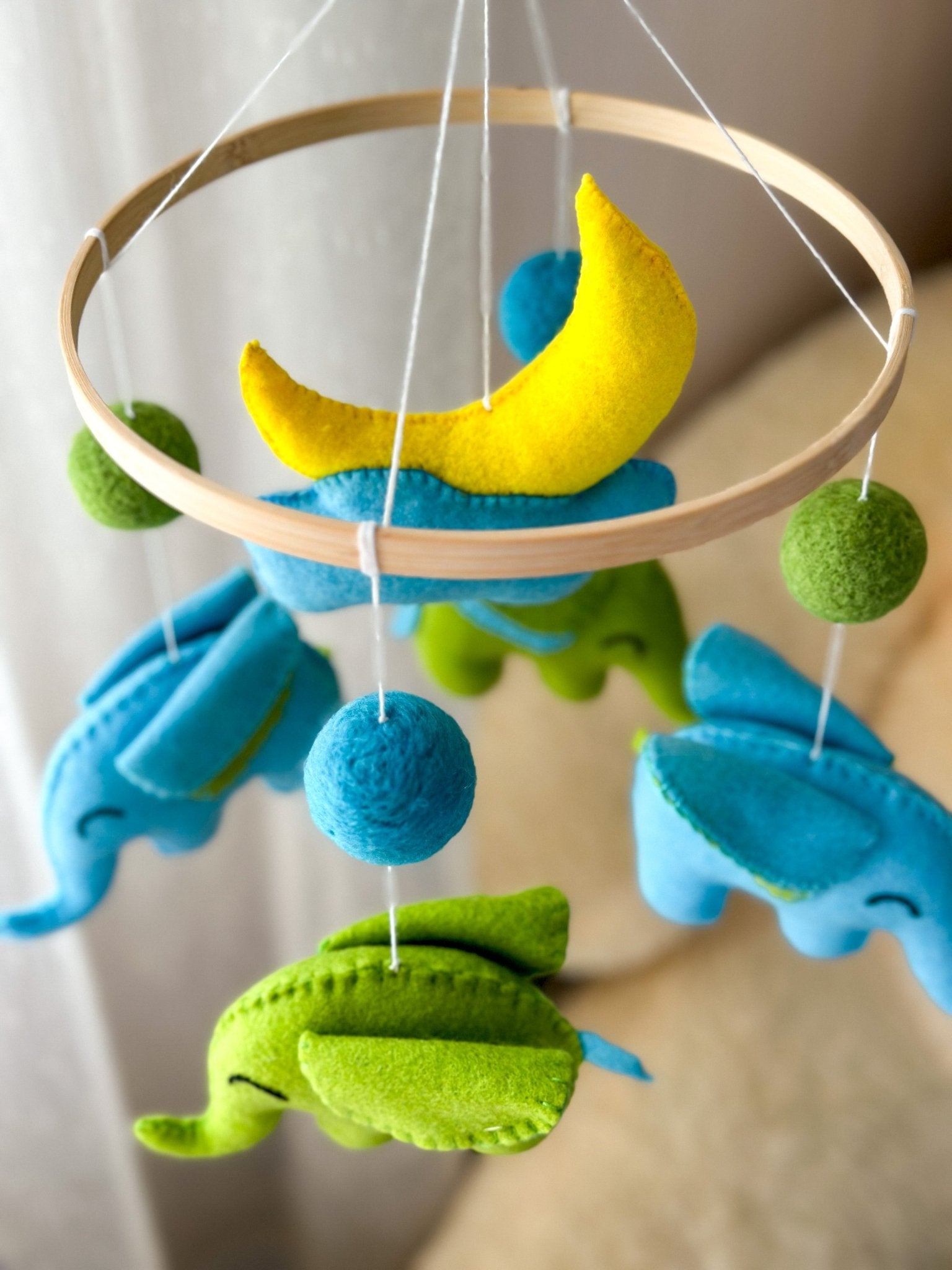 Elephant baby crib mobile - WoollyFox